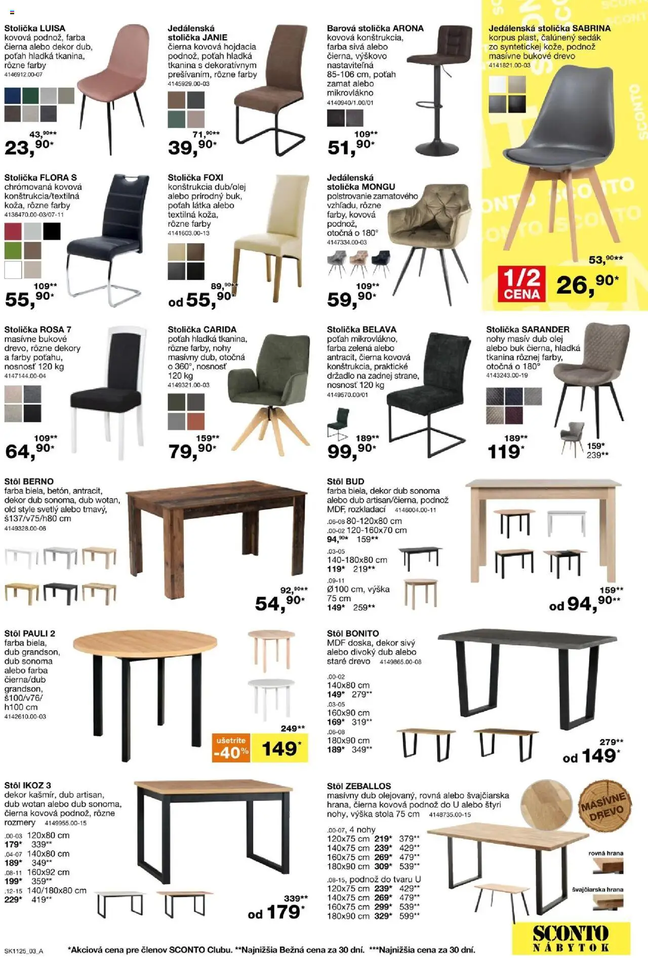 Sconto nábytok leták │ platný od 27.08.2025 | Strana: 3 | Produkty: Nábytok, Barová stolička, Jedálenská stolička, Stôl