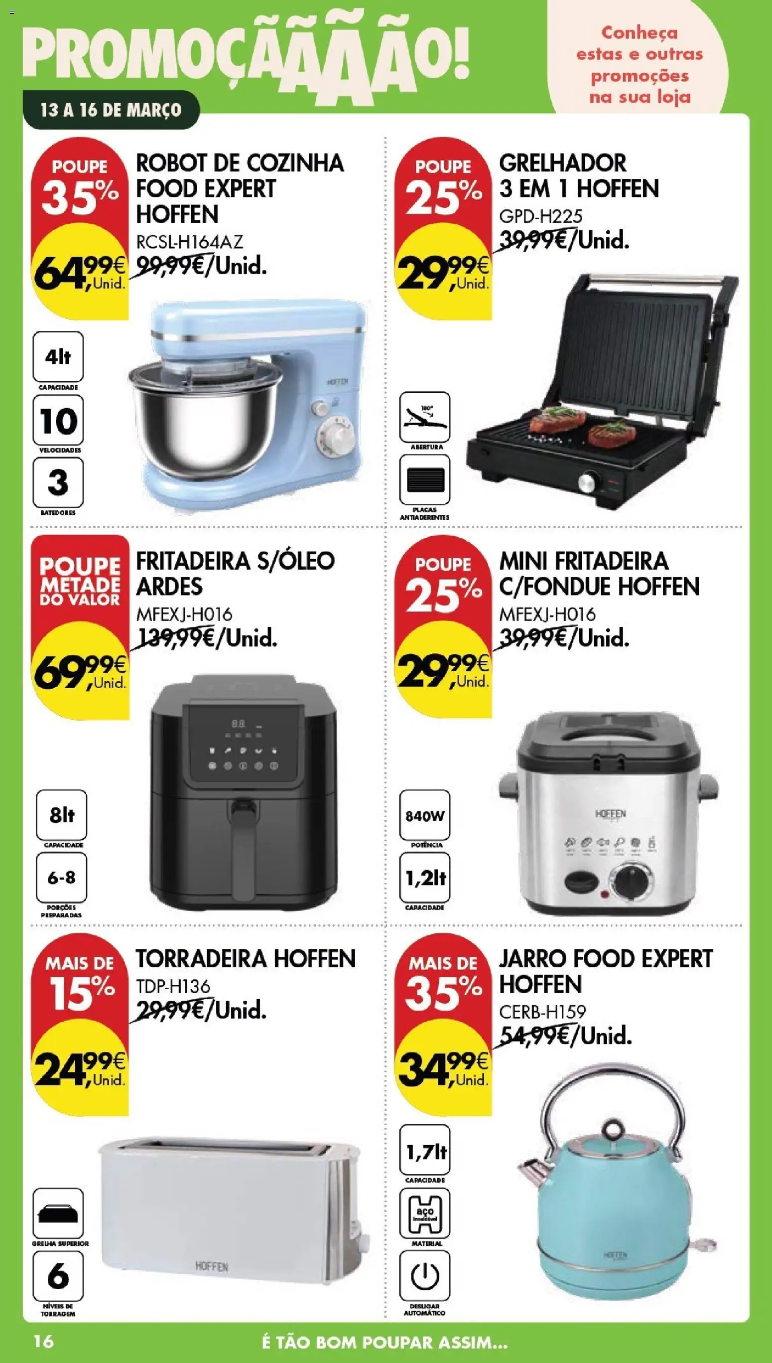 Pingo Doce Poupe este Fim de Semana │ válido de 13.03.2026 | Página: 16 | Produtos: Air fryer, Torradeira, Óleo