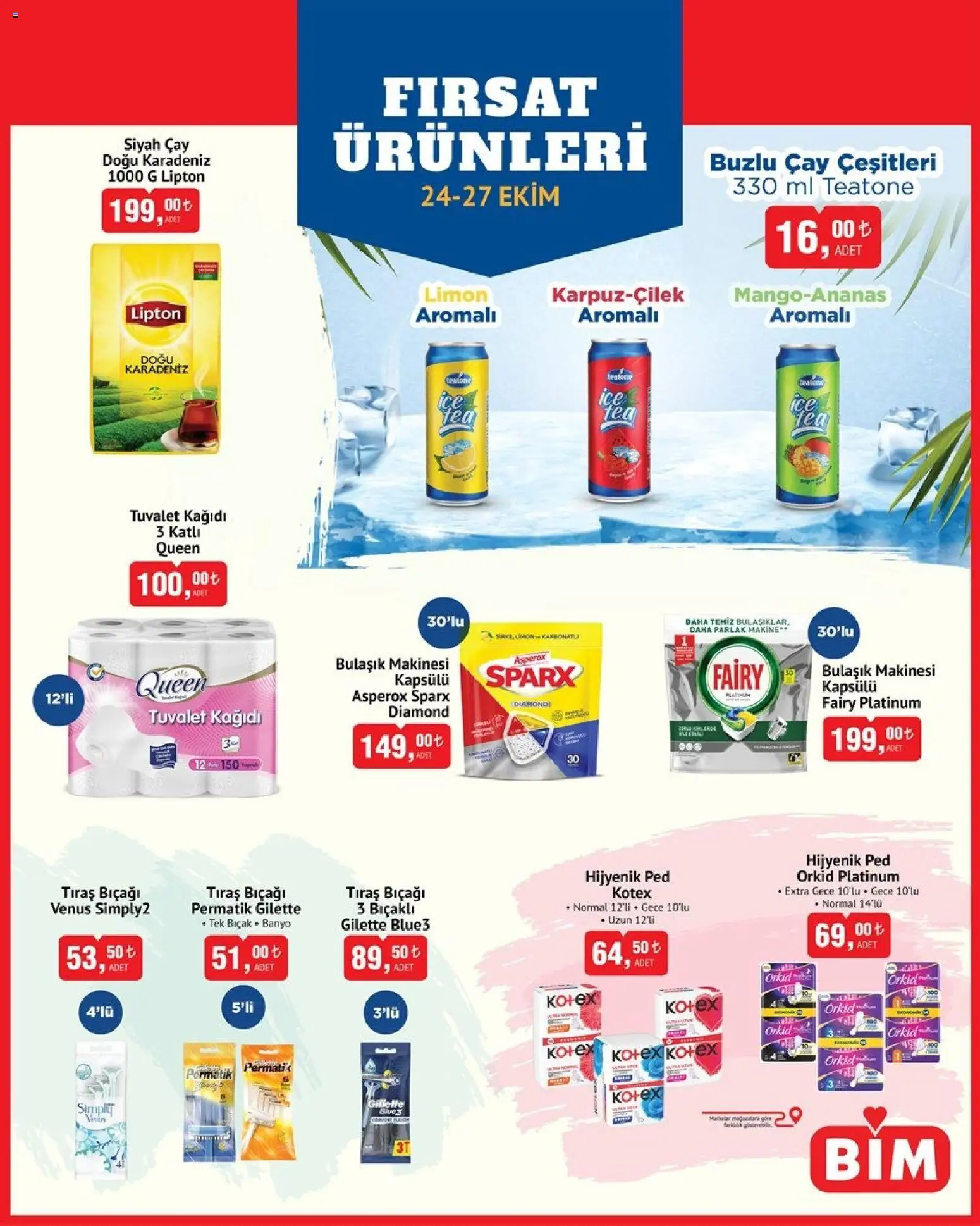 BİM İndirimli Ürünler - 24.10.2025 tarihinden itibaren geçerlidir | Sayfa: 3 | Ürünler: Hijyenik ped, Tuvalet, Banyo, Bulaşık makinesi