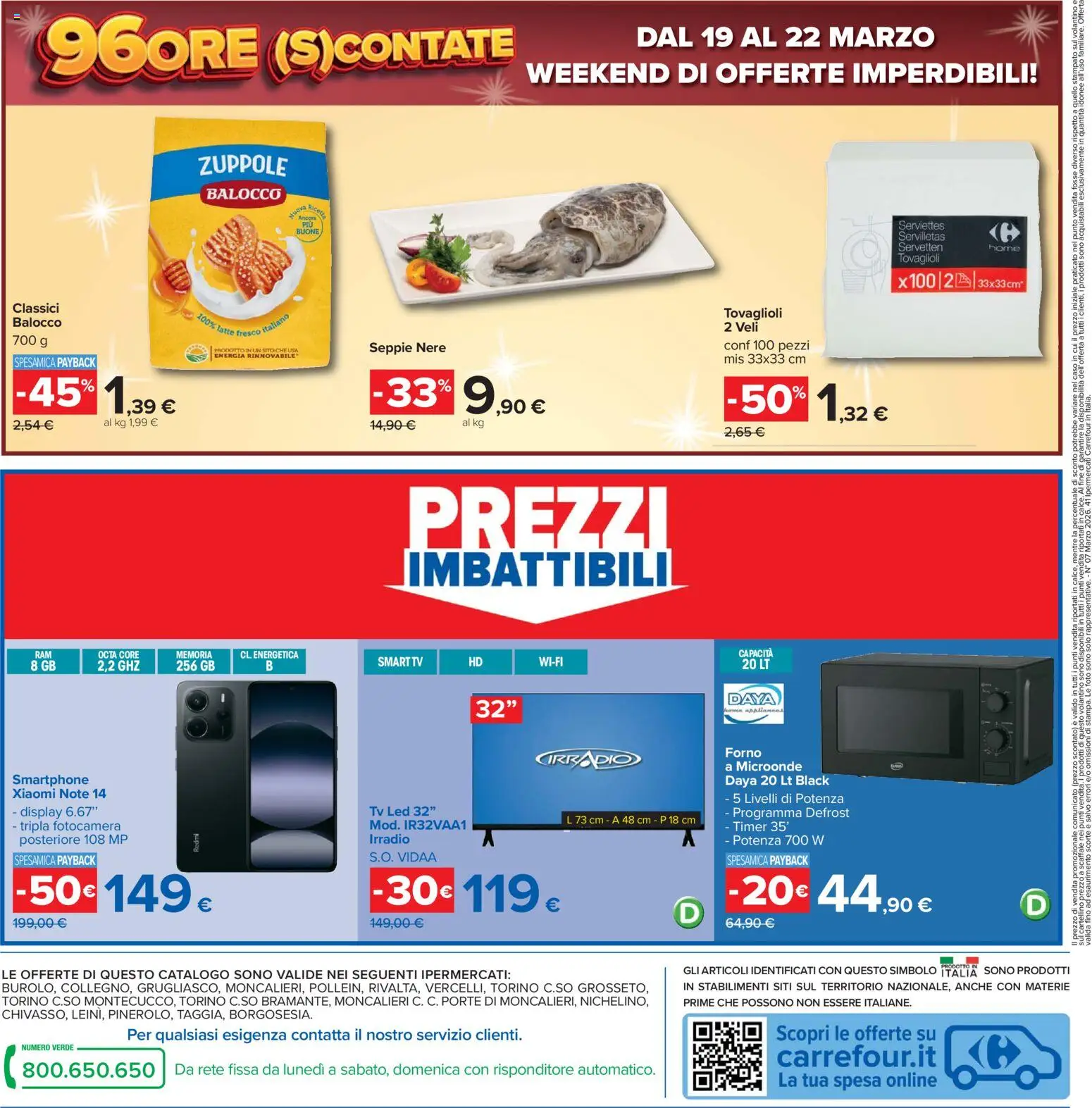 Volantino Carrefour del 13.03.2026 | Pagina: 36 | Prodotti: Microonde, Latte, Forno a microonde, TV