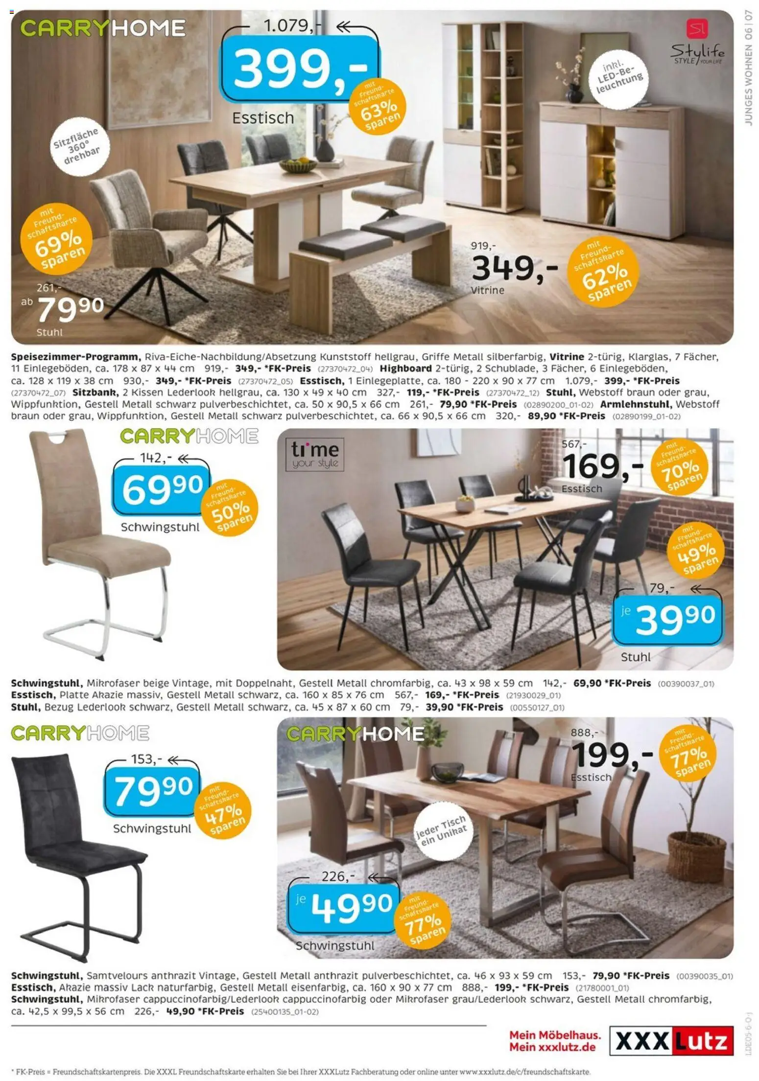 XXXLutz Junges Wohnen – gültig ab 25.04.2026 | Seite: 7 | Produkte: HIghboard, Vitrine, Tisch, Stuhl