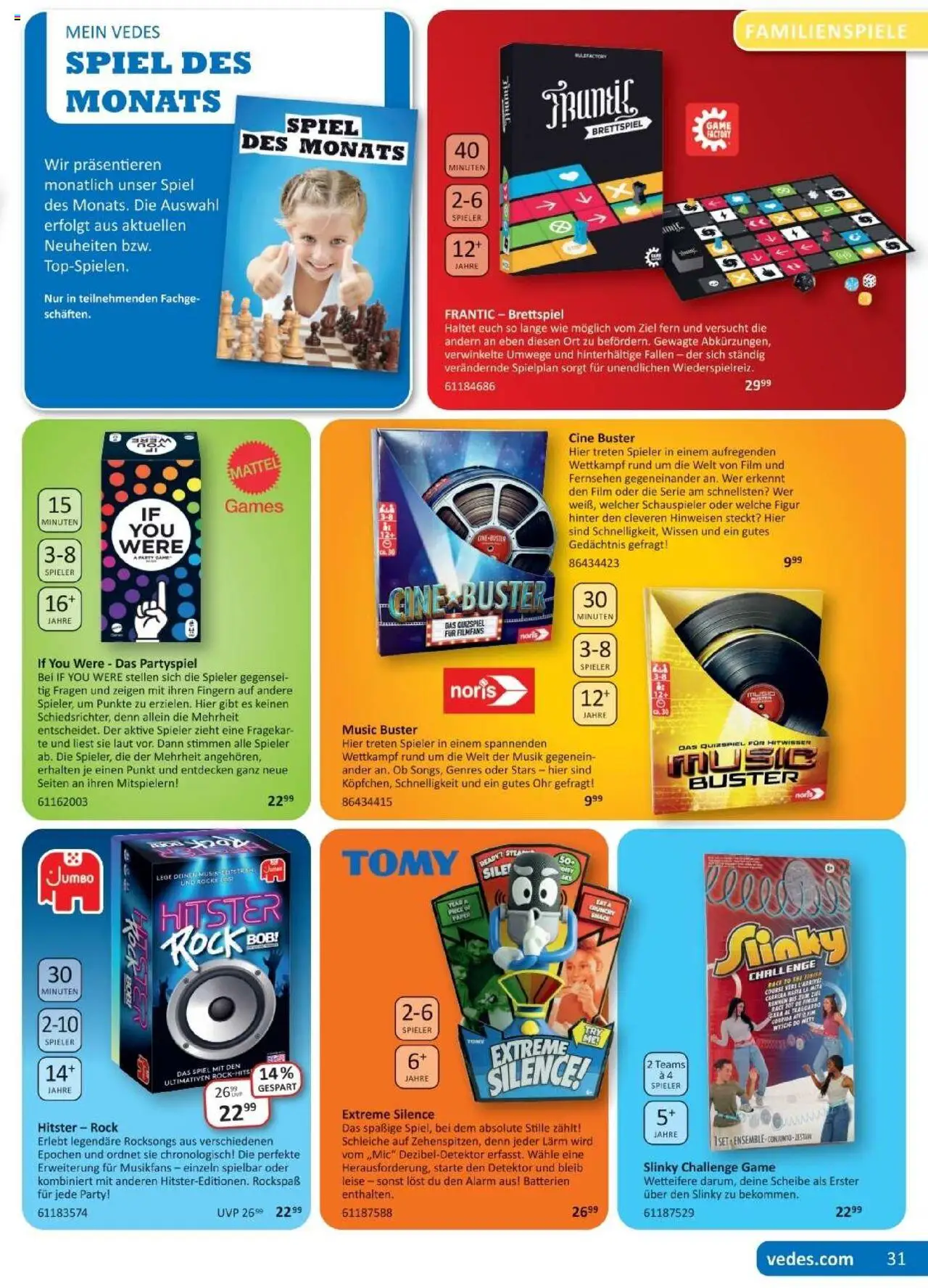 Vedes Prospekt 	 - gültig ab dem 25.08.2025 | Seite: 31 | Produkte: Spiel, Batterien, Fernsehen, Rock