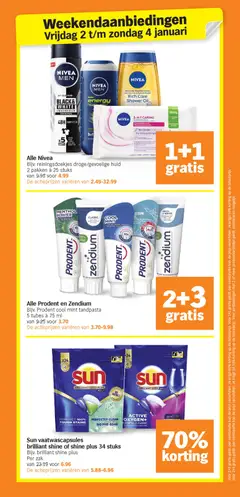 Sun vaatwascapsules brilliant shine of shine plus 34 stuks, Bijv. brilliant shine plus, Per zak - Voorbeeld van een folder van Albert Heijn, geldig van 27.12.2025 | Pagina: 35