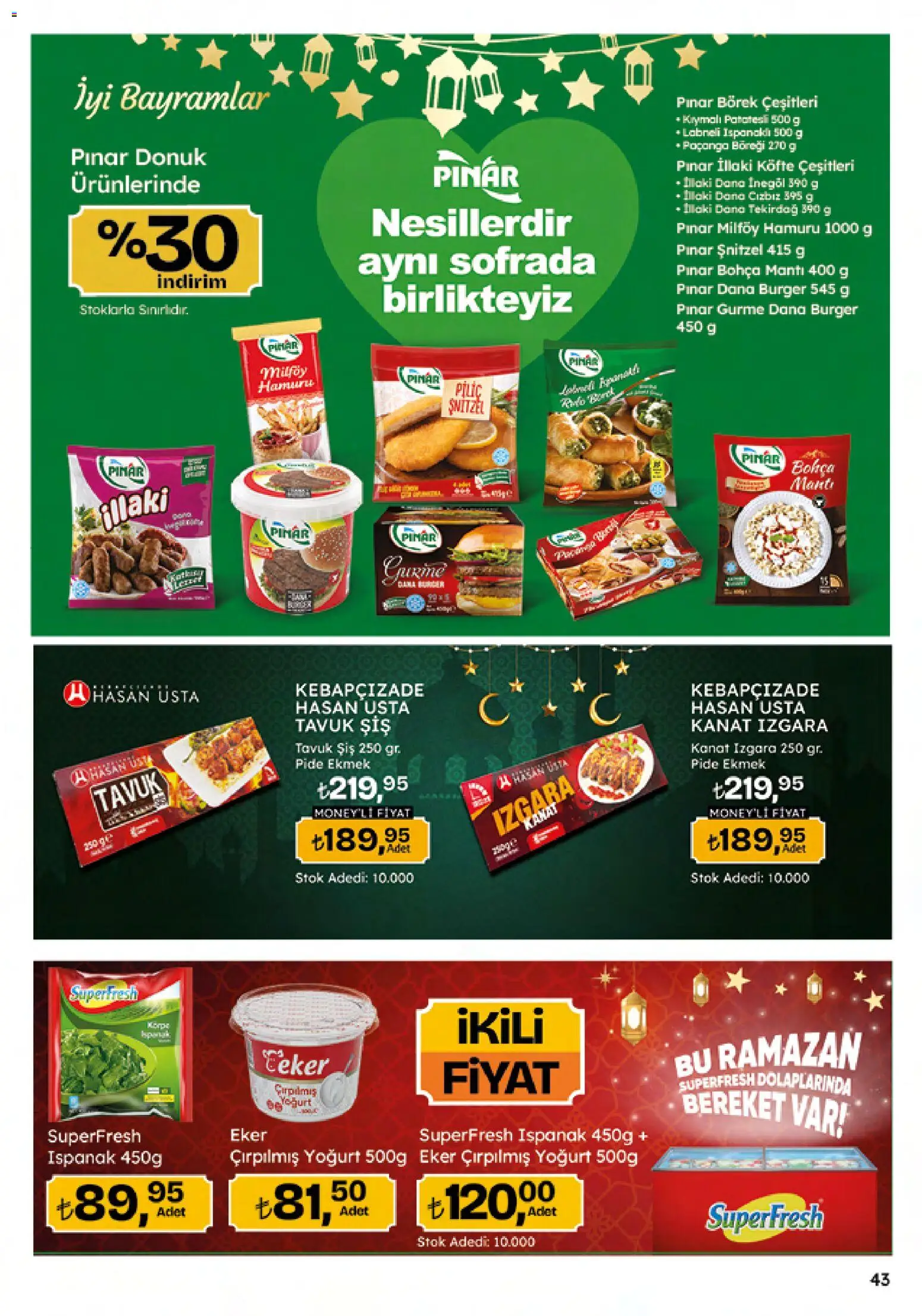 Migros Katalog - Migroskop - 12.03.2026 tarihinden itibaren geçerlidir | Sayfa: 43 | Ürünler: Yoğurt, Ekmek, Ispanak, Izgara