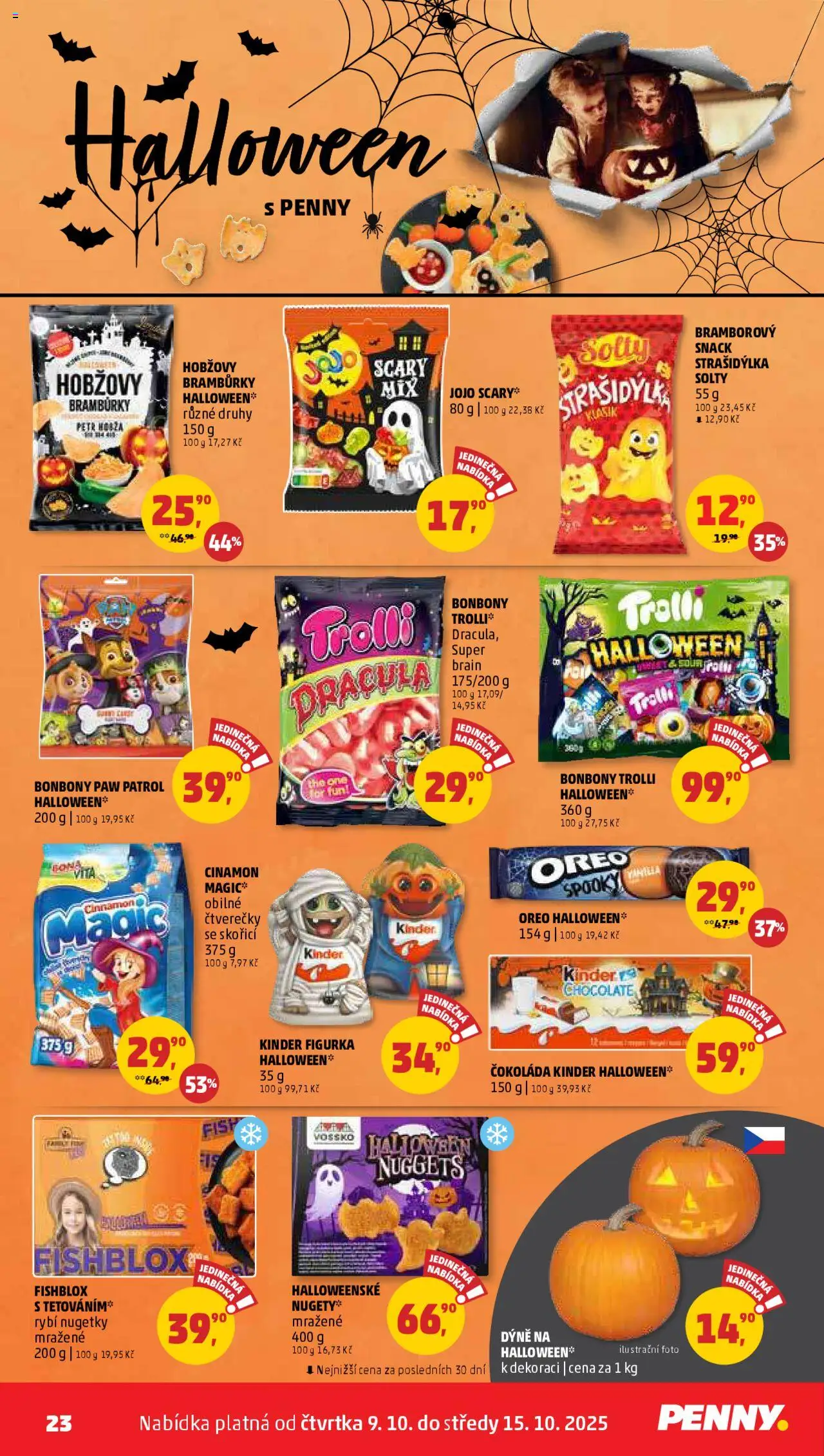 Penny Market leták - Čtvrtečník od 09.10.2025 | Strana: 23 | Produkty: Nugetky, Čokoláda, Dýně, Oreo