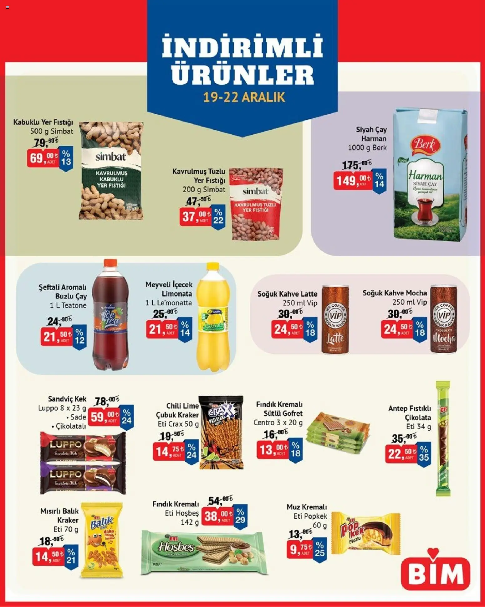 BİM İndirimli Ürünler - 19.12.2025 tarihinden itibaren geçerlidir | Sayfa: 3 | Ürünler: Muz, Çay, Yer fıstığı, Şeftali