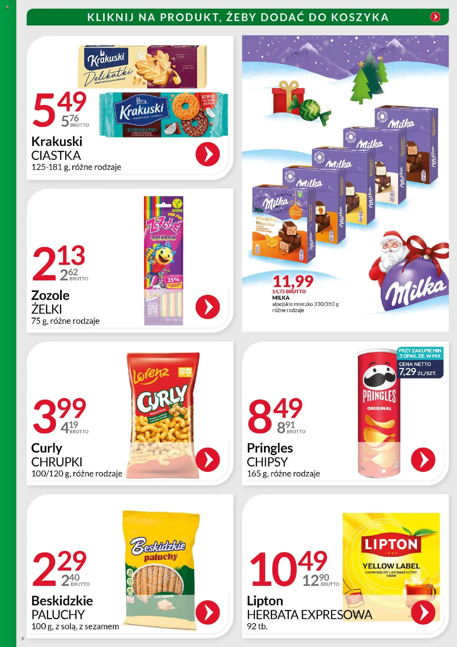 Eurocash Gazetka - Ofensywa Cenowa Spożywcza od 30.11.2025 | Strona: 8 | Produkty: Chipsy, Milka, Żelki, Herbata