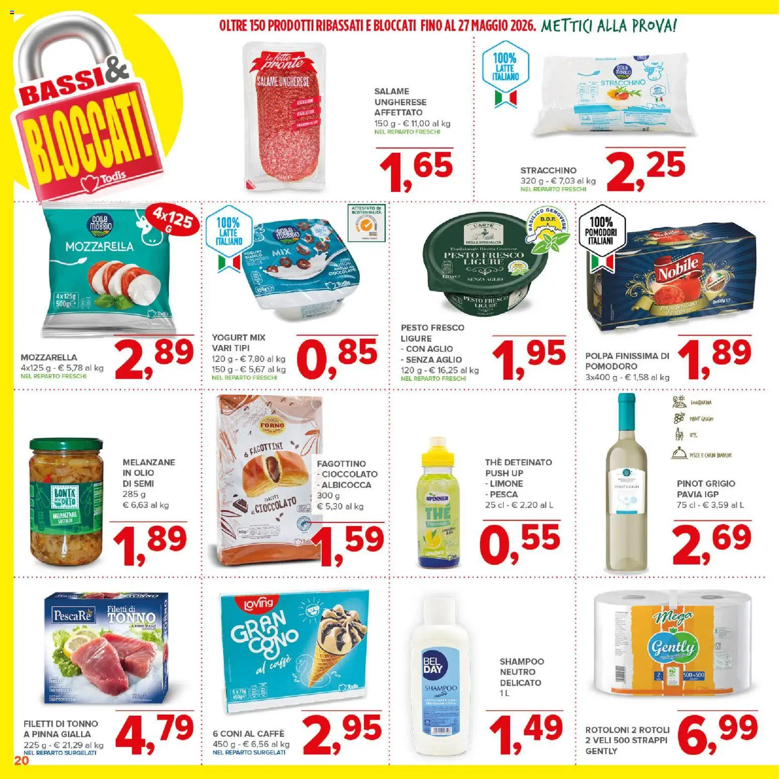 Volantino Todis del 23.04.2026 | Pagina: 20 | Prodotti: Caffè, Salame, Limone, Stracchino