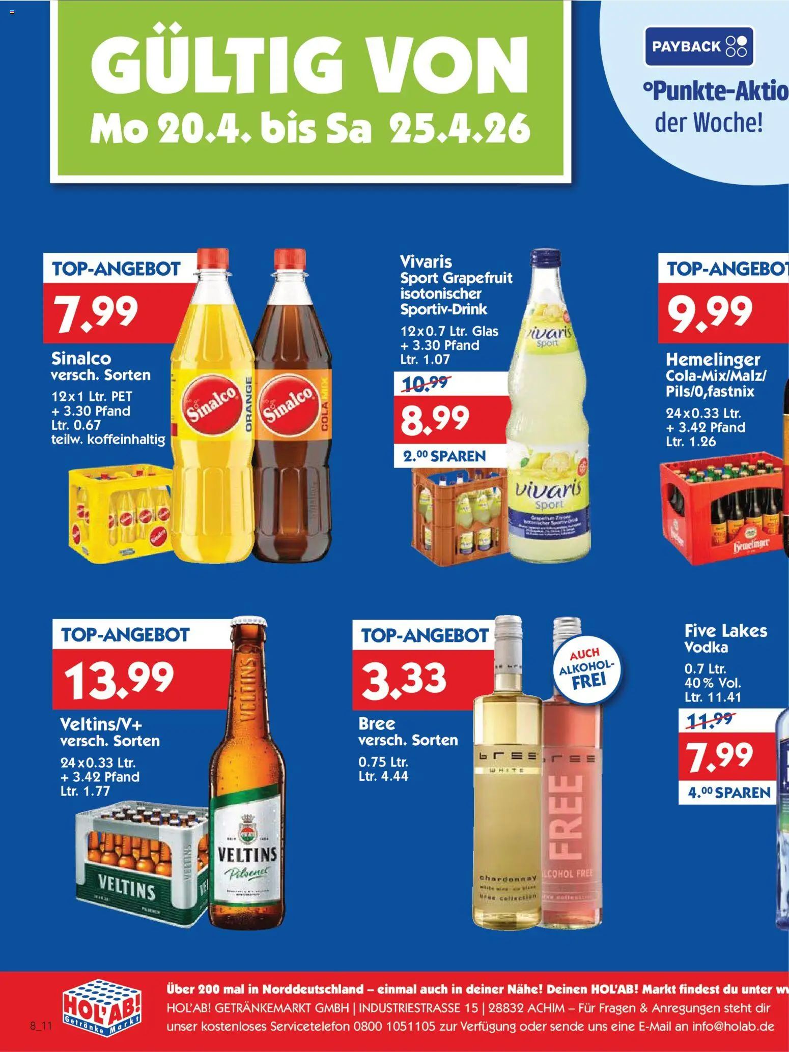 HOL’AB! Prospekt 	 – gültig ab 20.04.2026 | Seite: 2 | Produkte: Sinalco, Bree, Grapefruit, Vodka