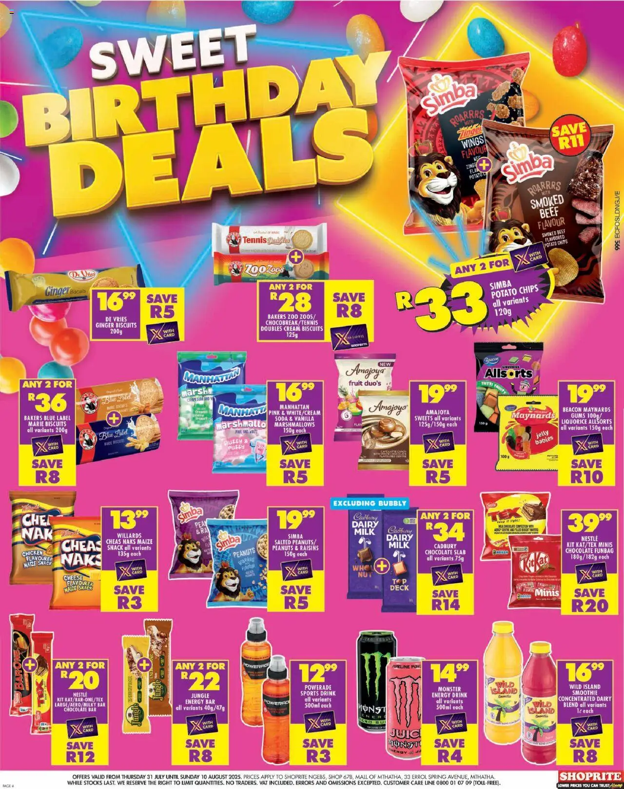 Shoprite Eastern Cape - Major Deals Grand Opening Ngebs │ valid from 31.07.2025 | Page: 4 | Products: Milk, Chocolate, Chicken, Chips