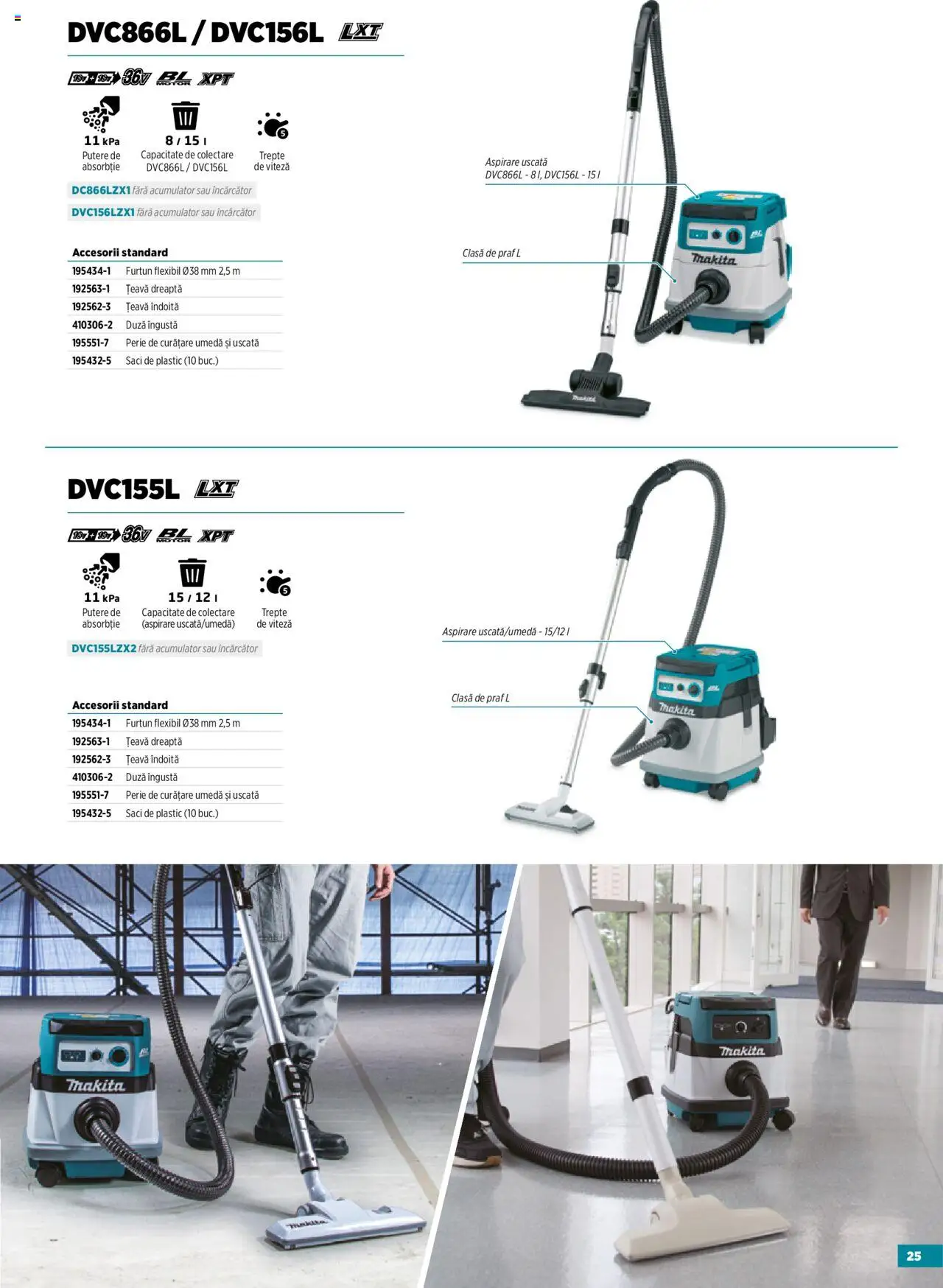 Noul catalog Makita – valabil de la 23.09.2025 | Pagină: 25 | Produse: Încărcător, Perie, Țeavă
