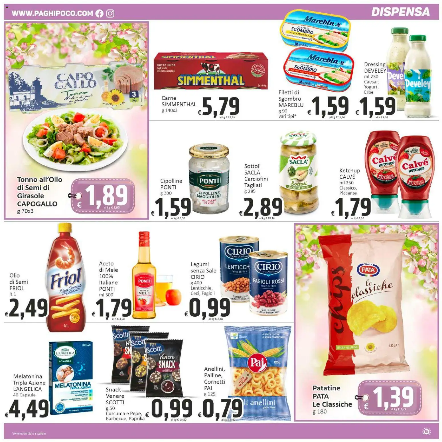 Volantino Paghi Poco del 13.03.2026 | Pagina: 15 | Prodotti: Fagioli, Vino, Scaffale, Sgombro