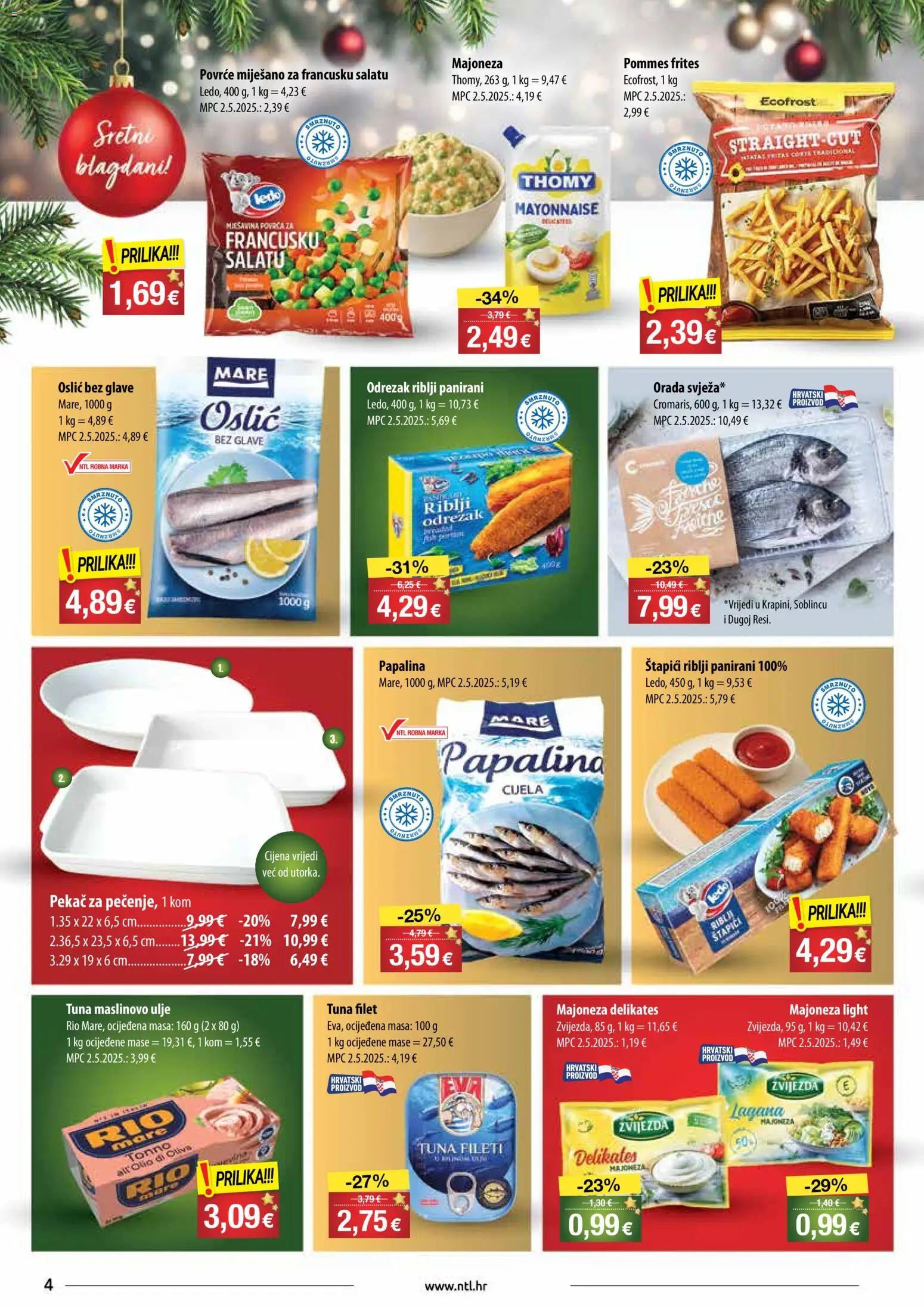 NTL katalog | vrijedi od 17.12.2025 | Stranica: 4 | Proizvodi: Ledo, Štapići, Oslić, Tuna