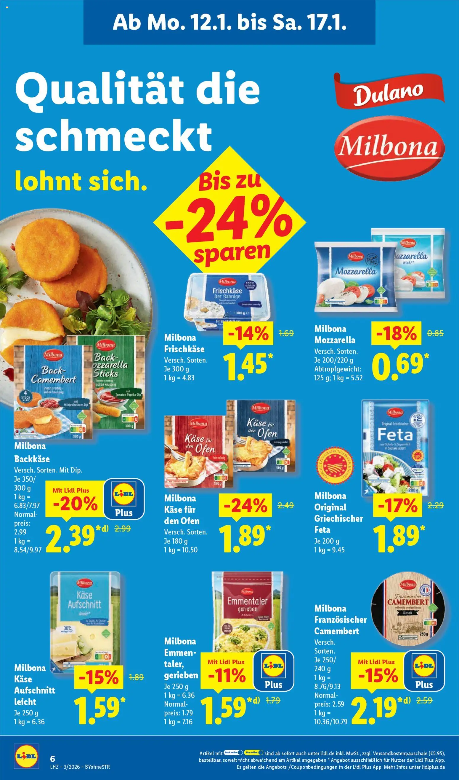 Lidl Prospekt München – gültig ab 12.01.2026 | Seite: 20 | Produkte: Ofen, Feta, Mozzarella, Frischkase