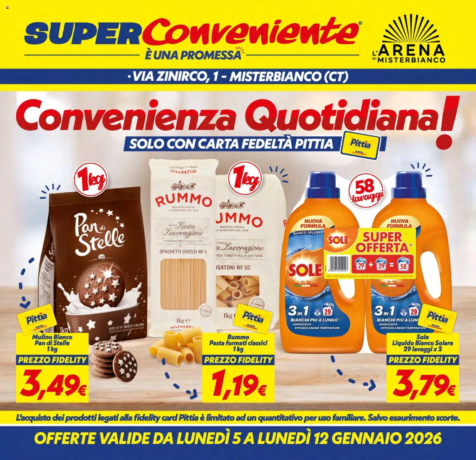 Volantino SuperConveniente del 05.01.2026 | Pagina: 1 | Prodotti: Latte, Pasta