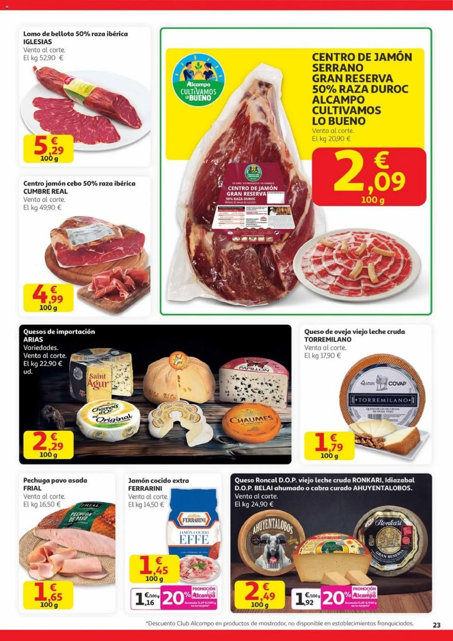 Alcampo - Canarias │ válido desde el 20.11.2025 | Página: 23 | Productos: Jamón serrano, Queso de oveja, Leche, Jamón
