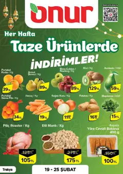 19.02.2026 tarihinden itibaren geçerli olan Onur Market kataloğu önizlemesi