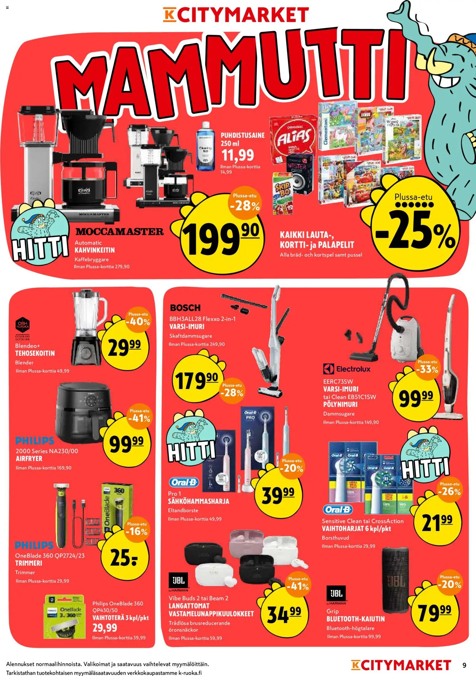 K-Citymarket tarjoukset – voimassa 12.03.2026 alkaen | Sivu: 9 | Tuotteet: Sähköhammasharja, Tehosekoitin, Trimmeri, Puhdistusaine