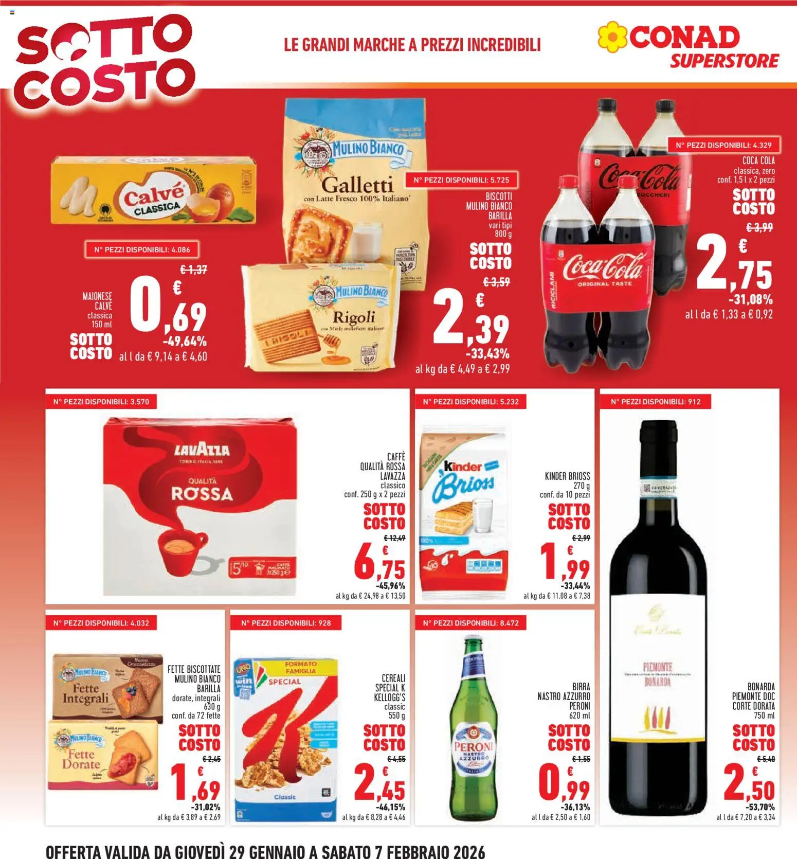Volantino Conad del 29.01.2026 | Pagina: 4 | Prodotti: Biscotti, Maionese, Latte, Coca Cola