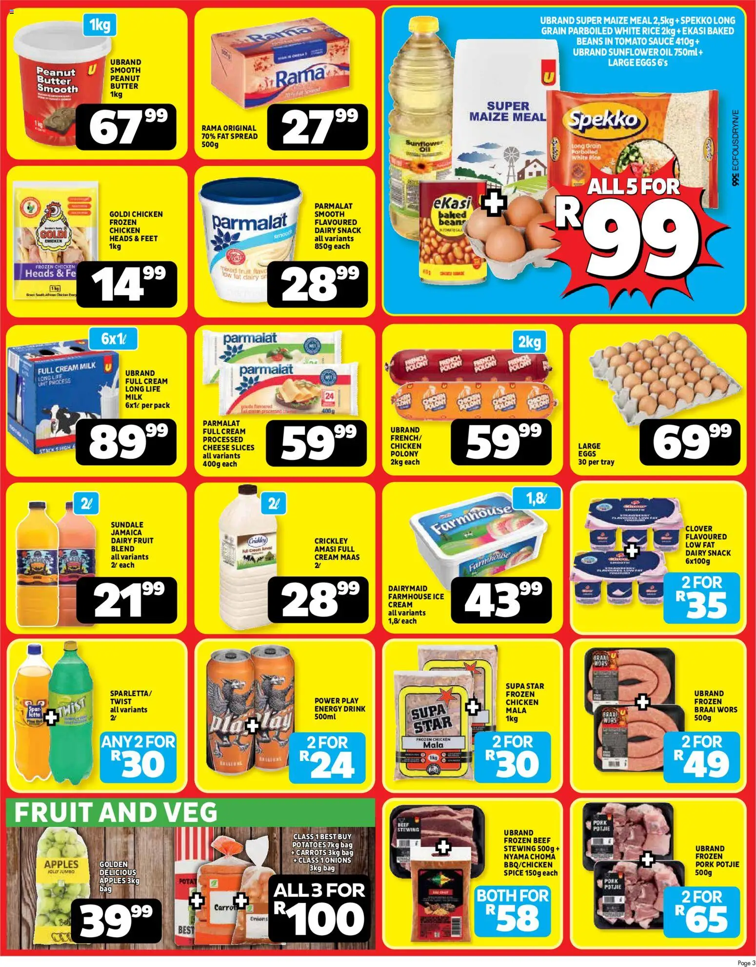 New Usave catalogue – valid from 23.02.2026 | Page: 3 | Products: Beans, Cheese, Peanut butter, Onions