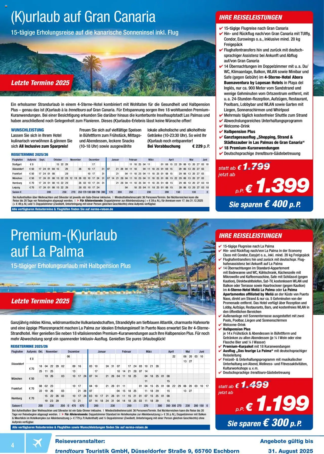 Norma - Reisen August 2025 - gültig ab dem 01.08.2025 | Seite: 4 | Produkte: Bier, Küchenzeile, Wasser, Uhr