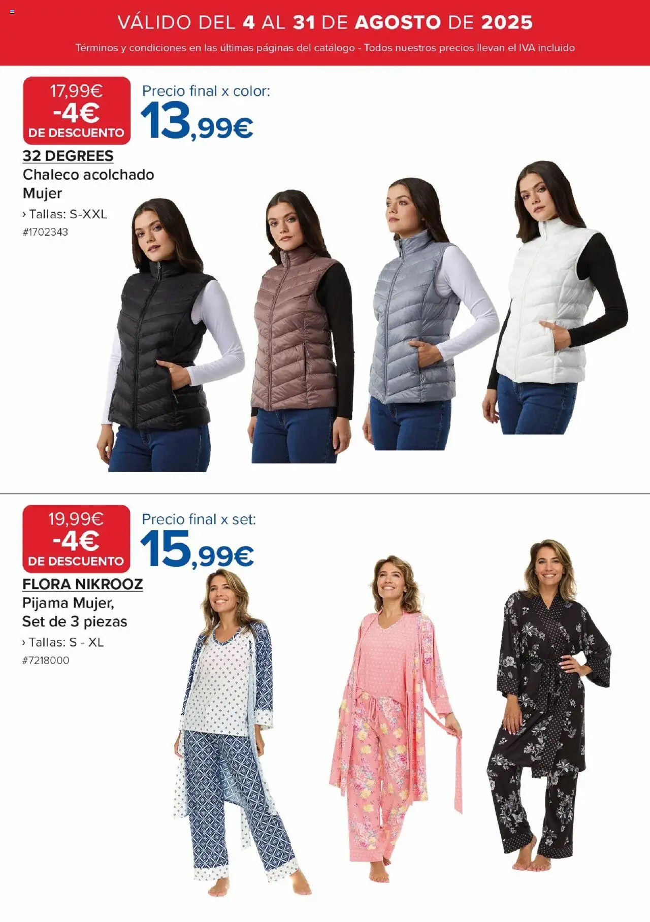 Costco catálogo │ válido desde el 04.08.2025 | Página: 10 | Productos: Chaleco, Pijama