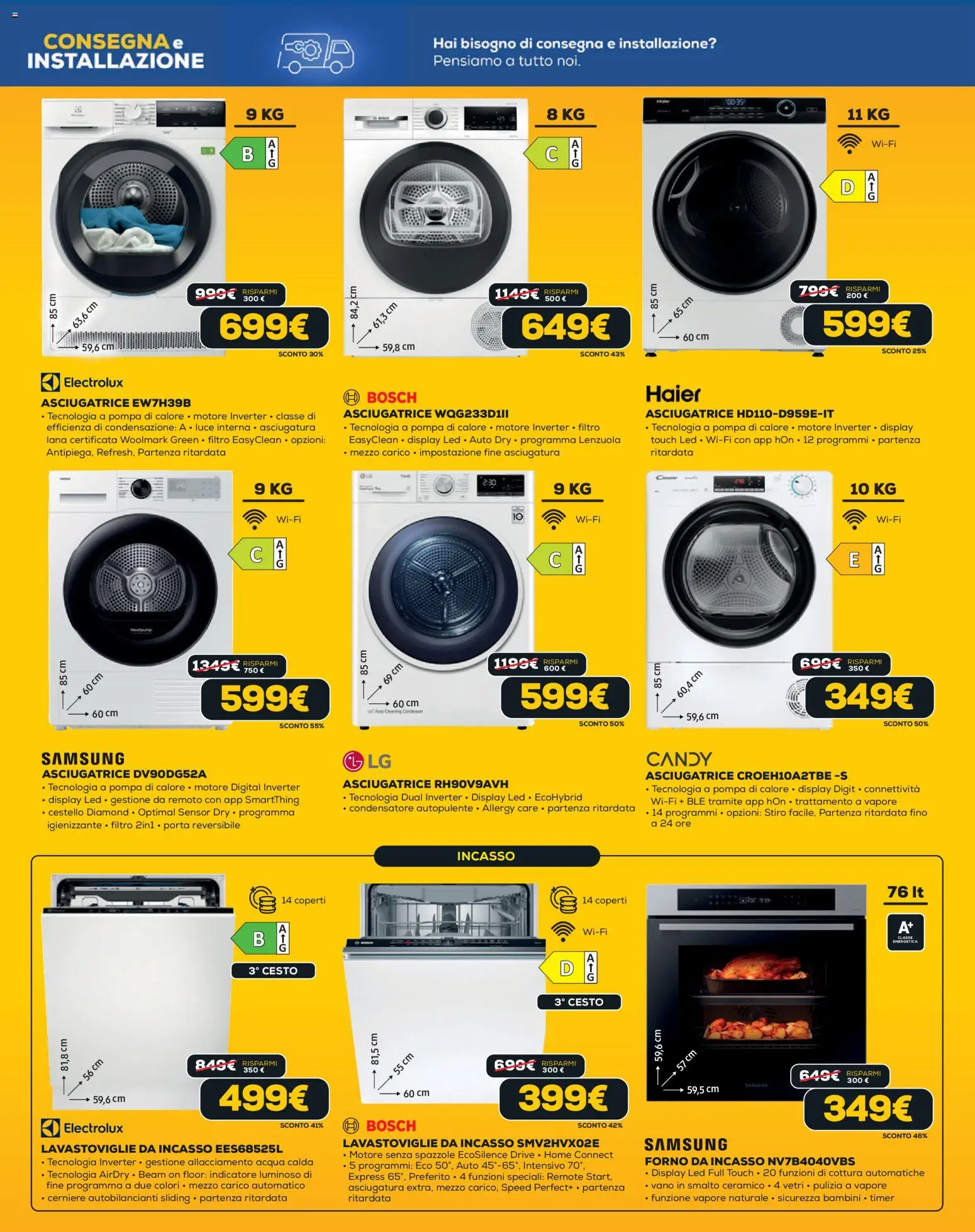 Volantino Euronics del 31.10.2025 | Pagina: 10 | Prodotti: Lavastoviglie da incasso, Acqua, Lenzuola, Samsung