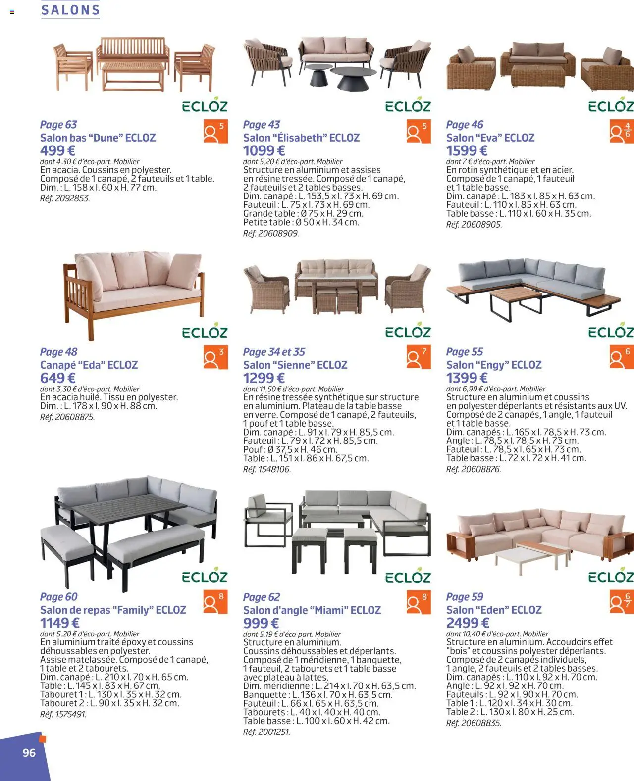  | Page: 95 | Produits: Plateau, Canapé, Fauteuil, Table basse