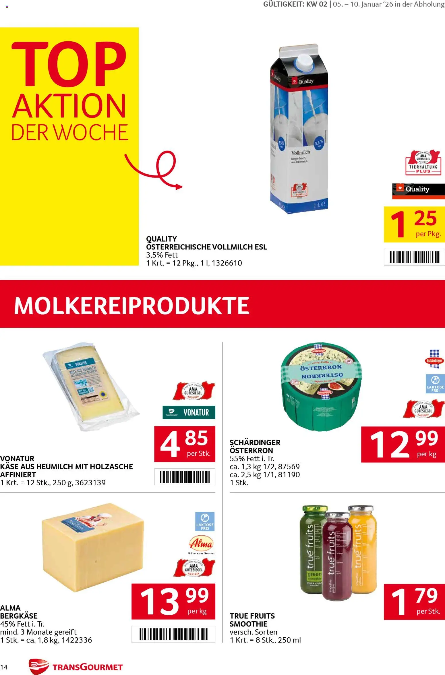 Transgourmet Flugblatt gültig ab 05.01.2026 | Seite: 14 | Produkte: Käse