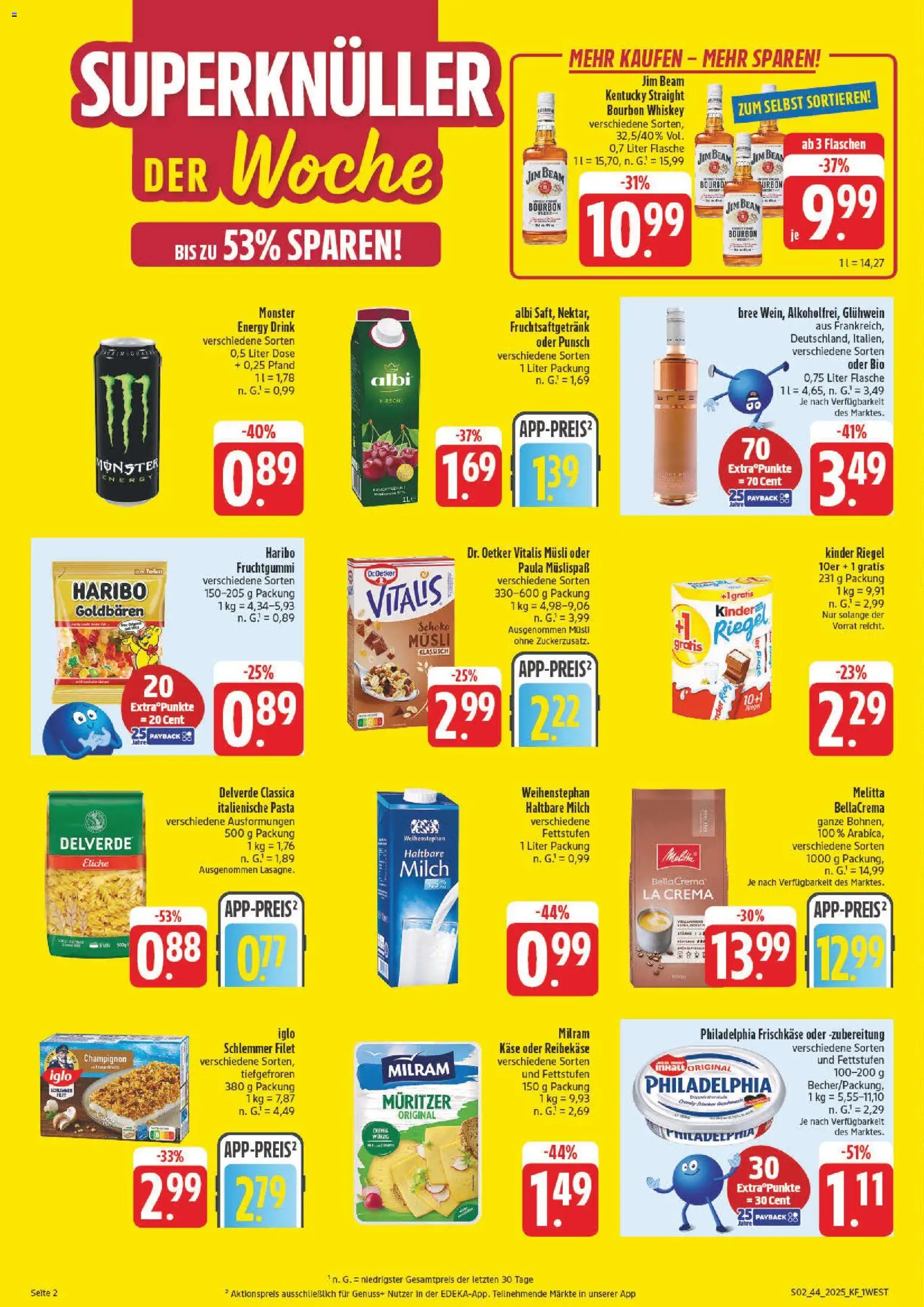 nah & gut Prospekt 	 – gültig ab 27.10.2025 | Seite: 2 | Produkte: Melitta, Jim beam, Philadelphia, Monster