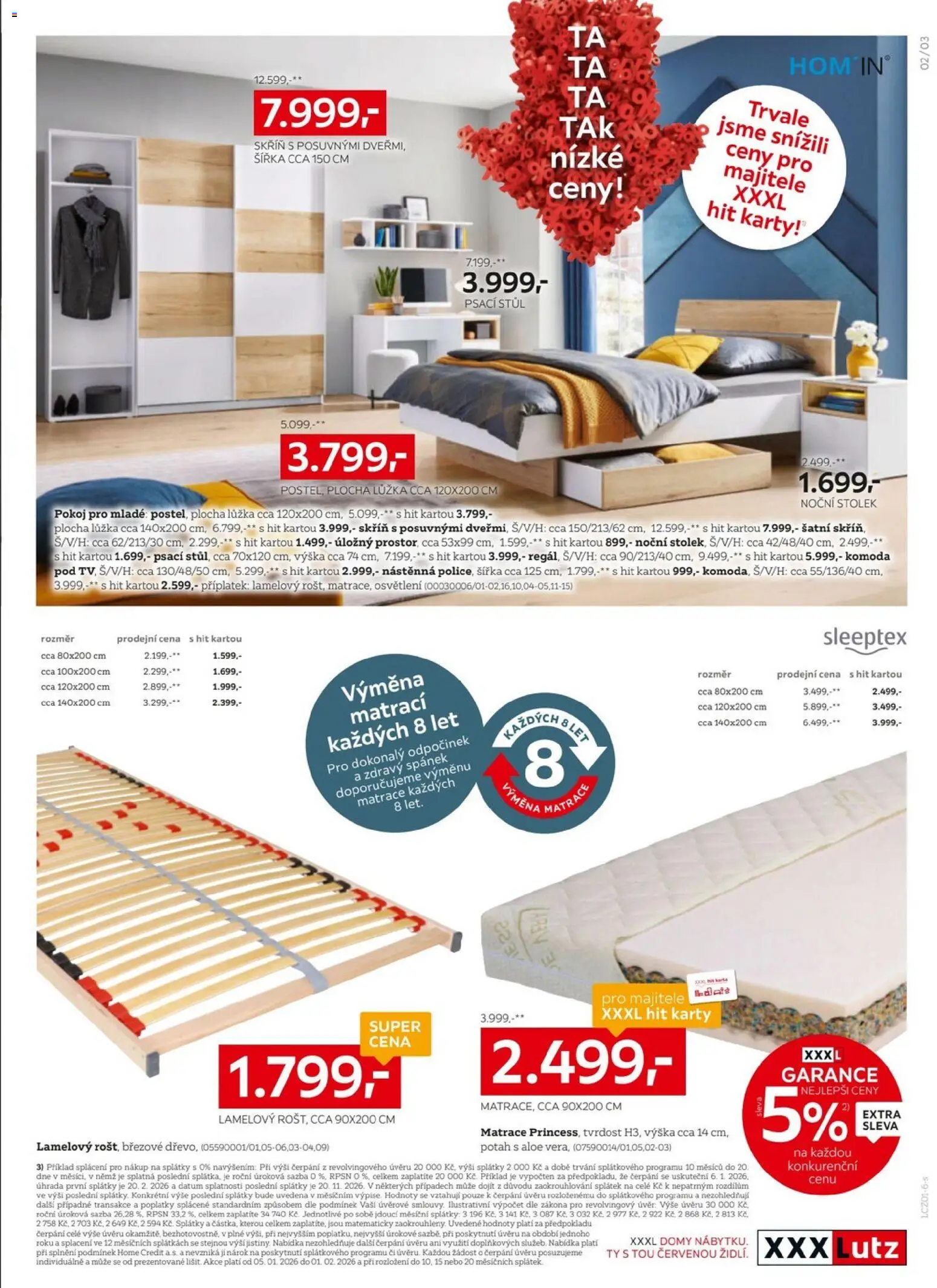XXXLutz leták - Inspirace pro mladé bydlení od 05.01.2026 | Strana: 3 | Produkty: Matrace, Noční stolek, Karty, Psací stůl
