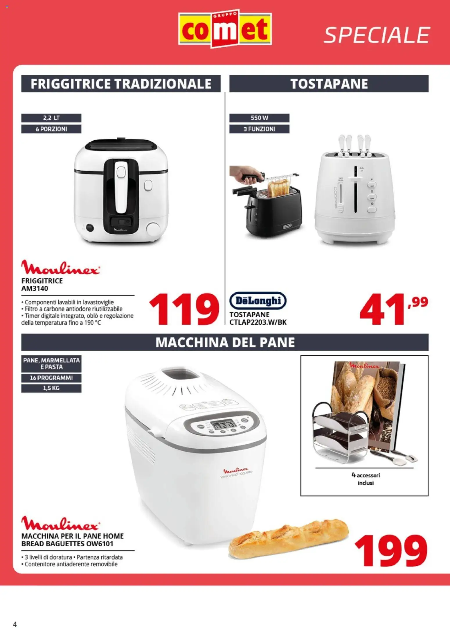Volantino Comet del 24.04.2026 | Pagina: 4 | Prodotti: Lavastoviglie, Contenitore, Tostapane, Friggitrice