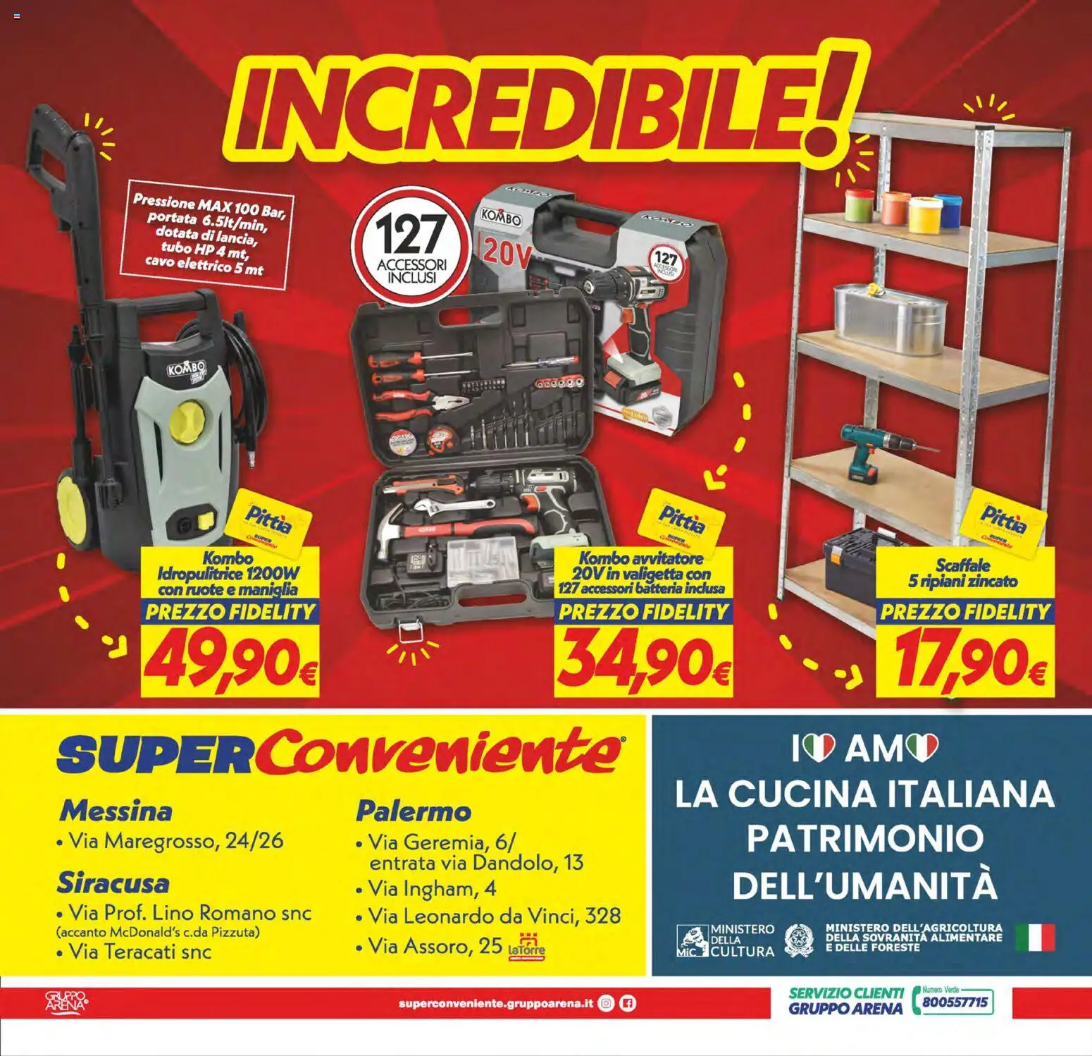 Volantino SuperConveniente del 28.04.2026 | Pagina: 24 | Prodotti: Avvitatore, Idropulitrice, Cavo, Scaffale