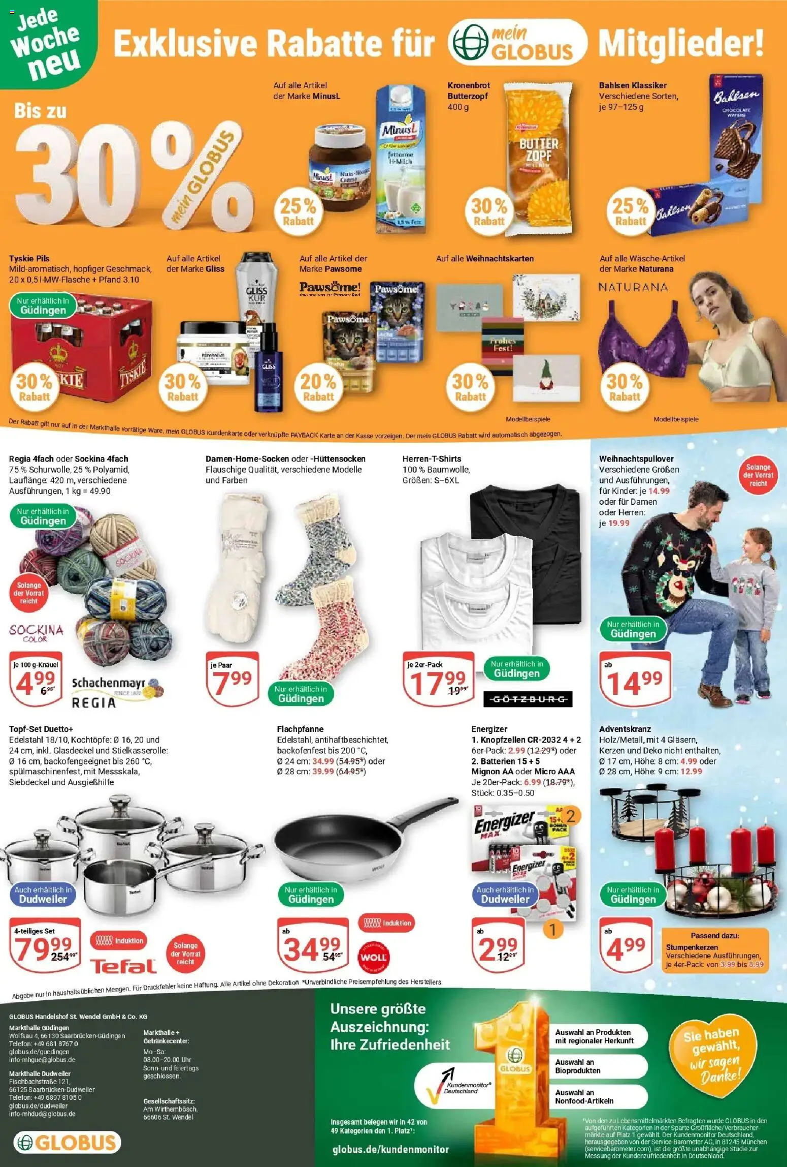 Globus prospekt Saarbrücken-Dudweiler	 (ab 02.11.2025) » Angebote online | Seite: 32 | Produkte: Tyskie, Batterien, Pils, Uhr