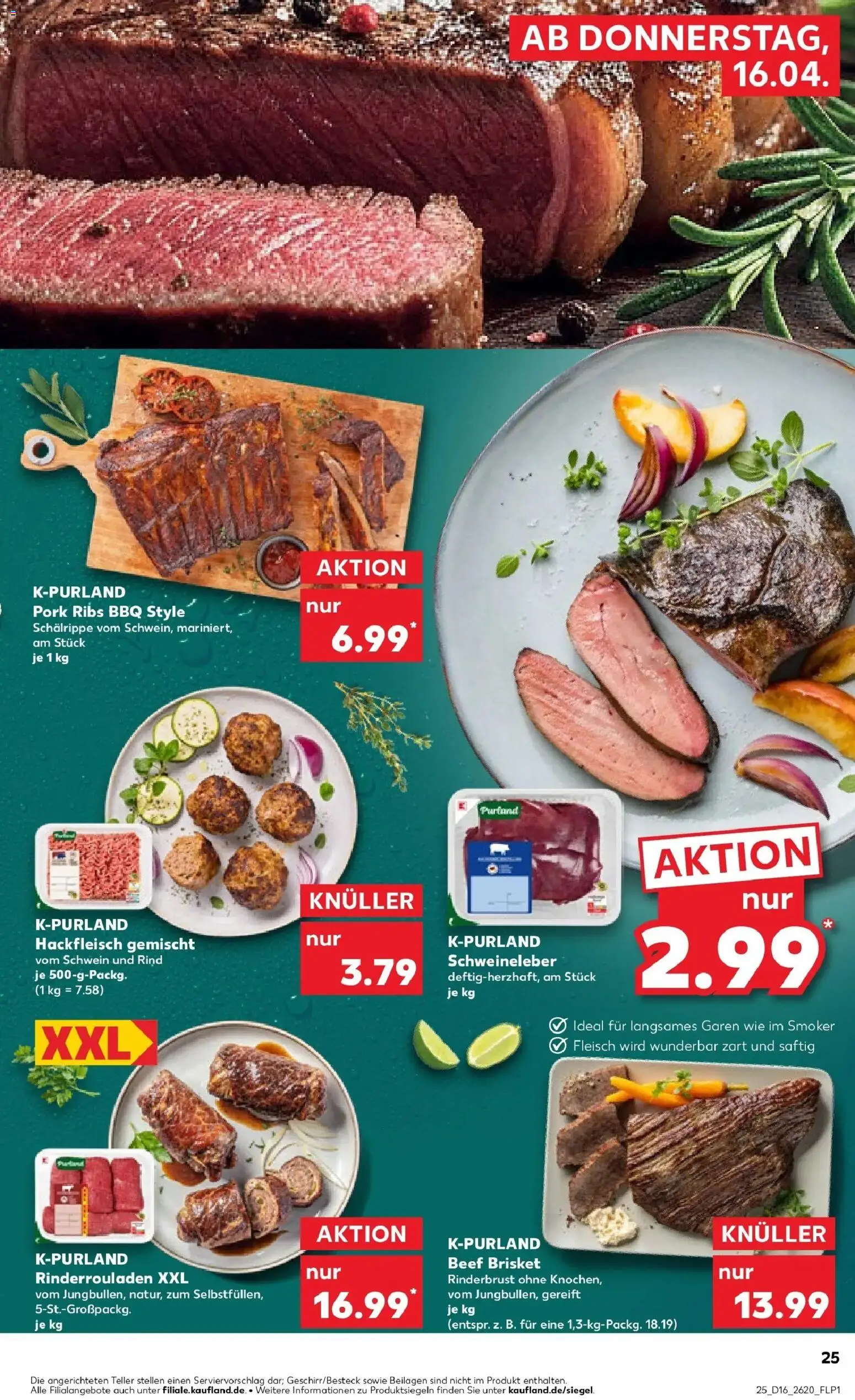 Kaufland Prospekt Meißen	 – gültig ab 16.04.2026 | Seite: 25 | Produkte: Rinderrouladen, Fleisch, Hackfleisch