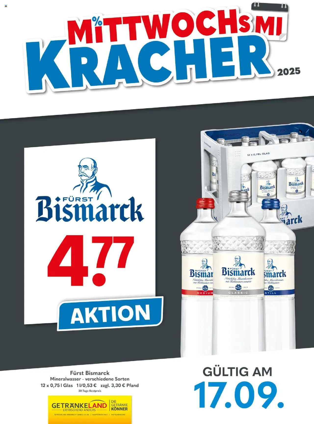 Getränkeland Mittwochs Kracher – gültig ab 17.09.2025 | Seite: 1 | Produkte: Mineralwasser