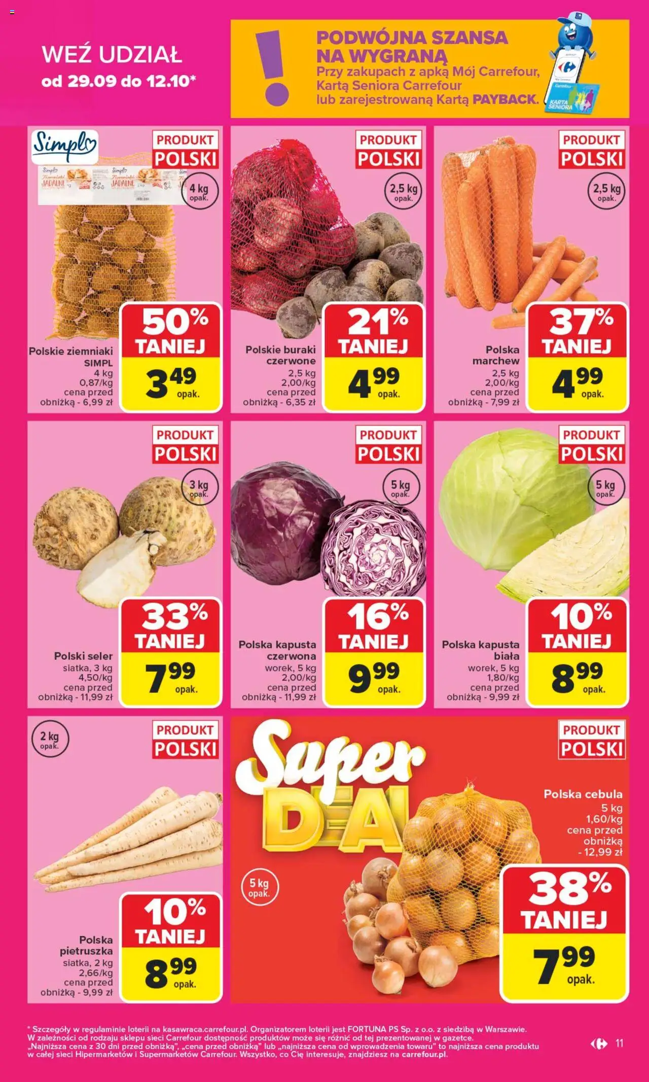 Carrefour Gazetka od 29.09.2025 | Strona: 11 | Produkty: Kapusta, Karta, Buraki, Ziemniaki