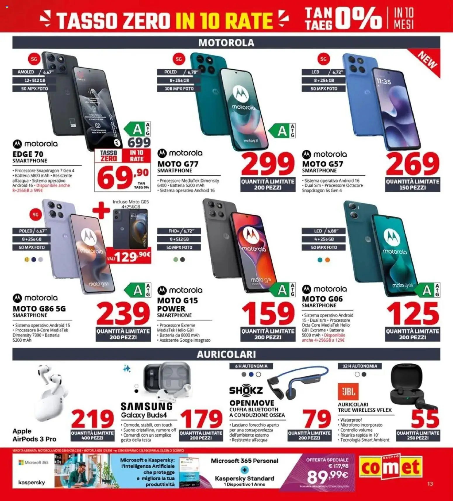 Volantino Comet del 09.04.2026 | Pagina: 13 | Prodotti: Auricolari, Samsung Galaxy, Smartphone, Samsung