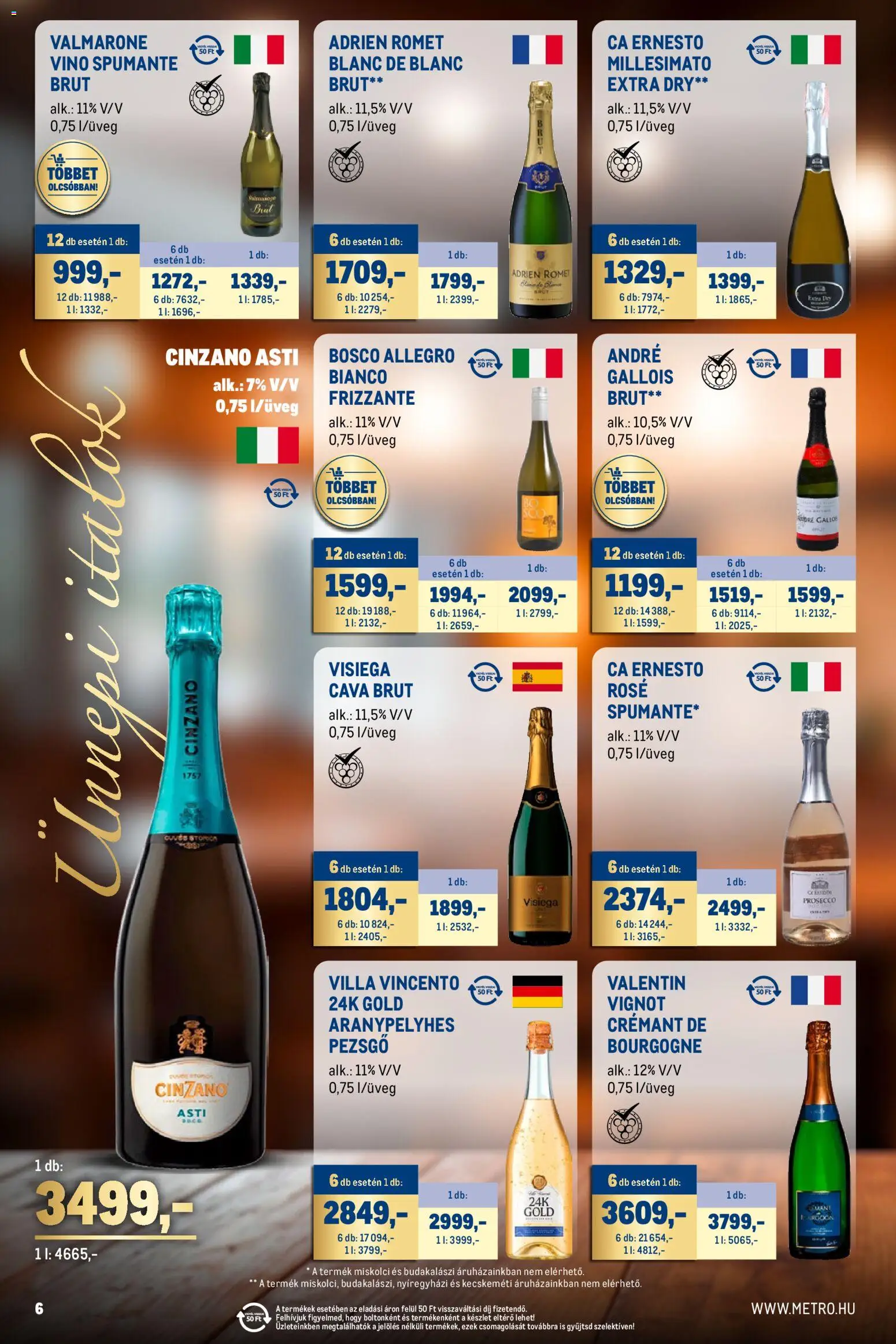 Metro akciós ujság - amely érvényes a következő dátumtól: 01.12.2025 | Oldal: 6 | Termékek: Pezsgő