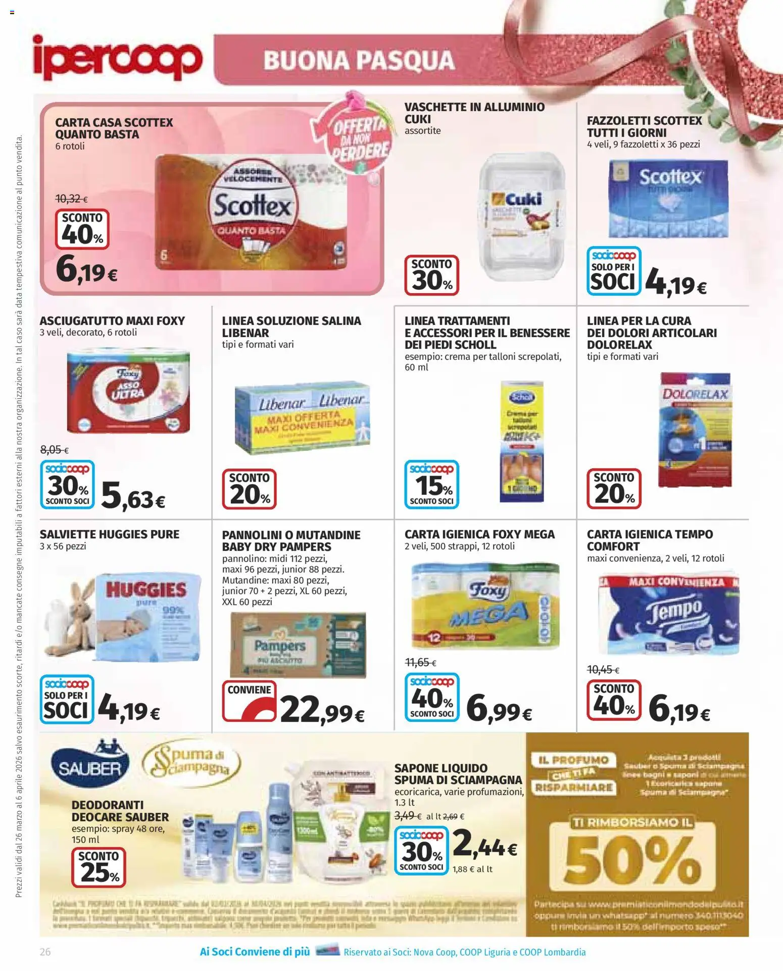 Volantino Ipercoop del 26.03.2026 | Pagina: 26 | Prodotti: Crema, Fazzoletti, Data, Alluminio