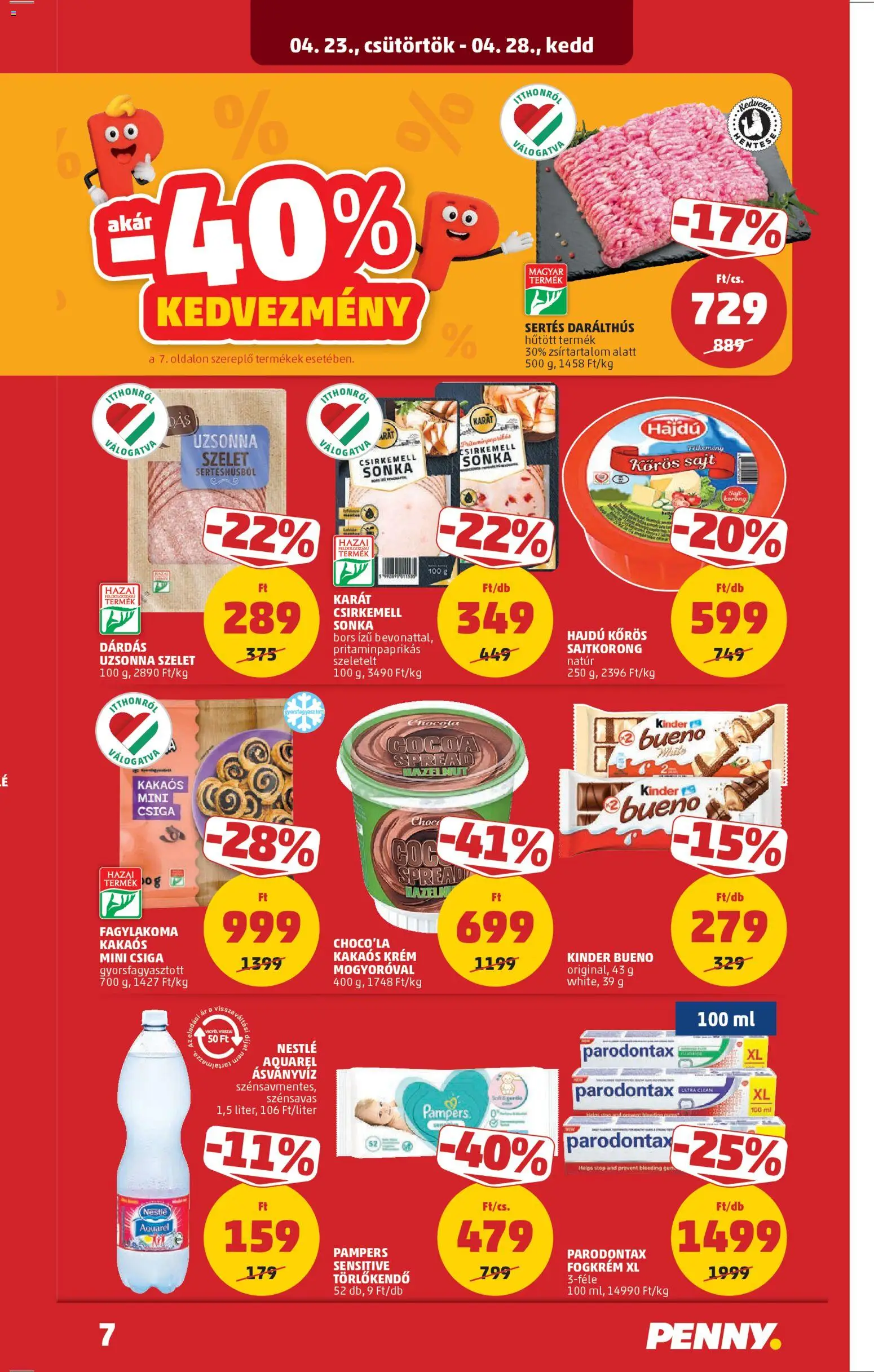 PENNY akciós ujság - amely érvényes a következő dátumtól: 23.04.2026 | Oldal: 9 | Termékek: Törlőkendő, Csirkemell sonka, Sajt, Ásványvíz