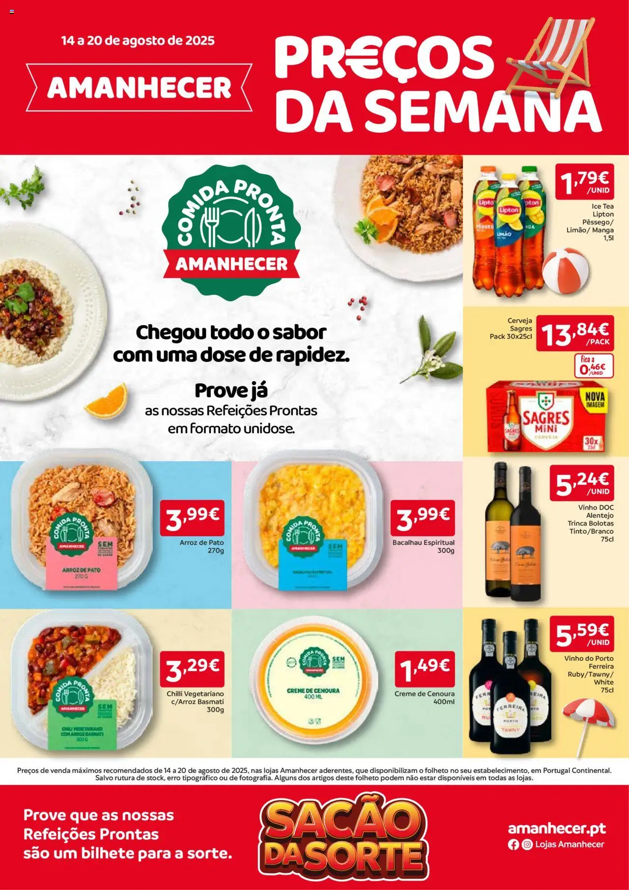 Amanhecer folheto │ válido de 14.08.2025 | Página: 1 | Produtos: Bacalhau, Cerveja, Cenoura, Creme