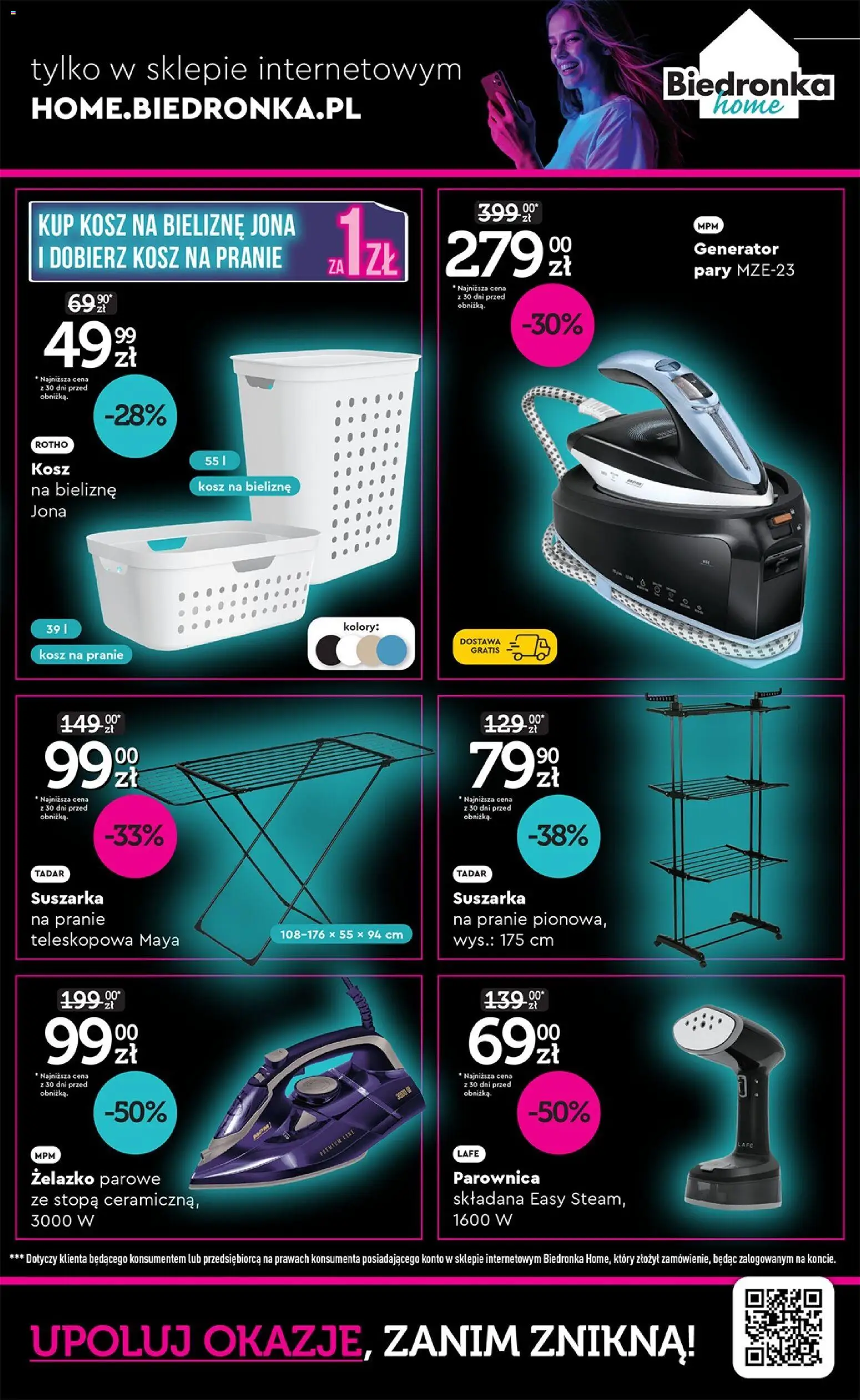 Biedronka Black Friday od 03.11.2025 | Strona: 29 | Produkty: Suszarka na pranie, Suszarka, Kosz, Generator pary