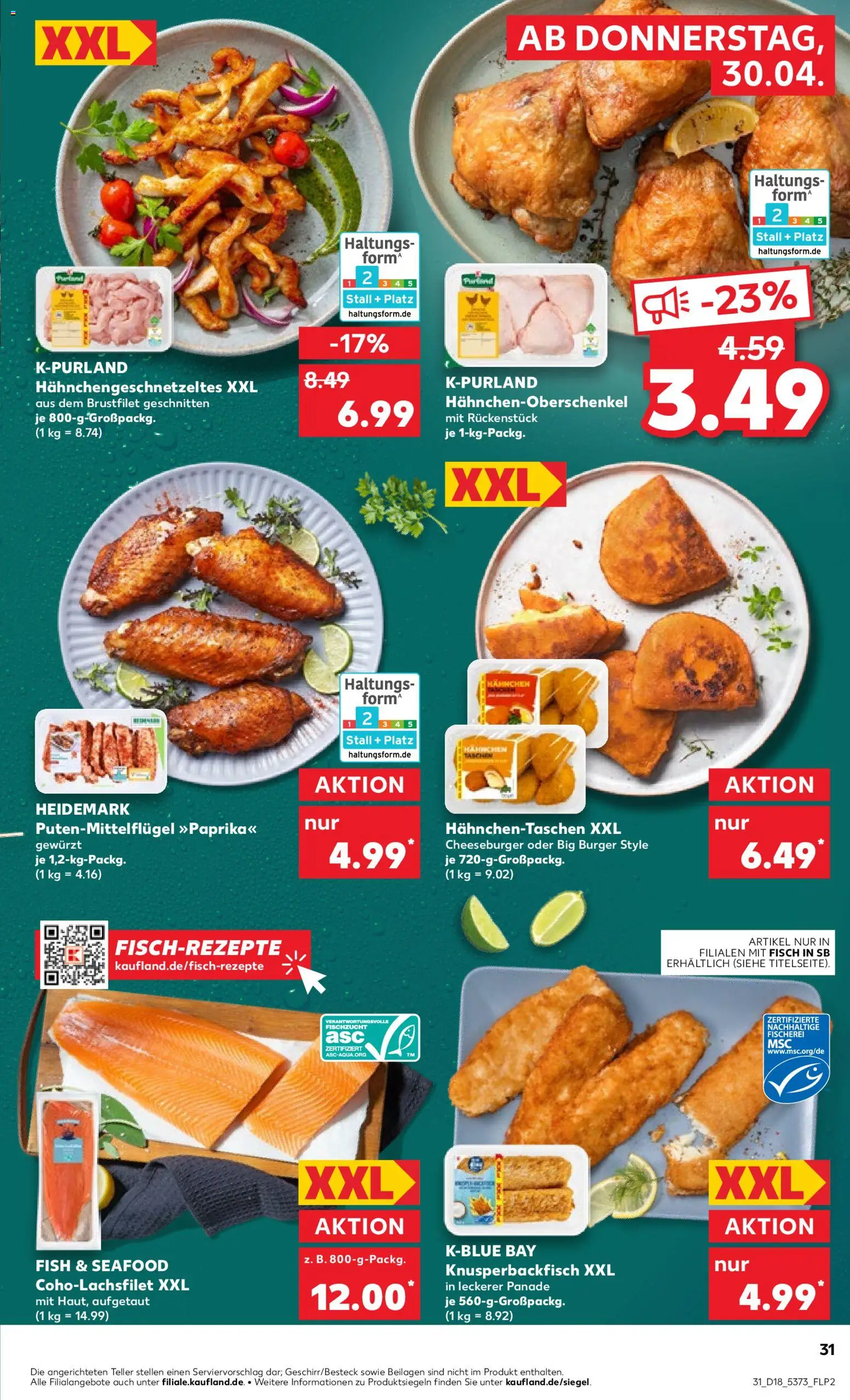 Kaufland Prospekt Hamburg	 – gültig ab 30.04.2026 | Seite: 31 | Produkte: Hahnchen, Burger, Fisch