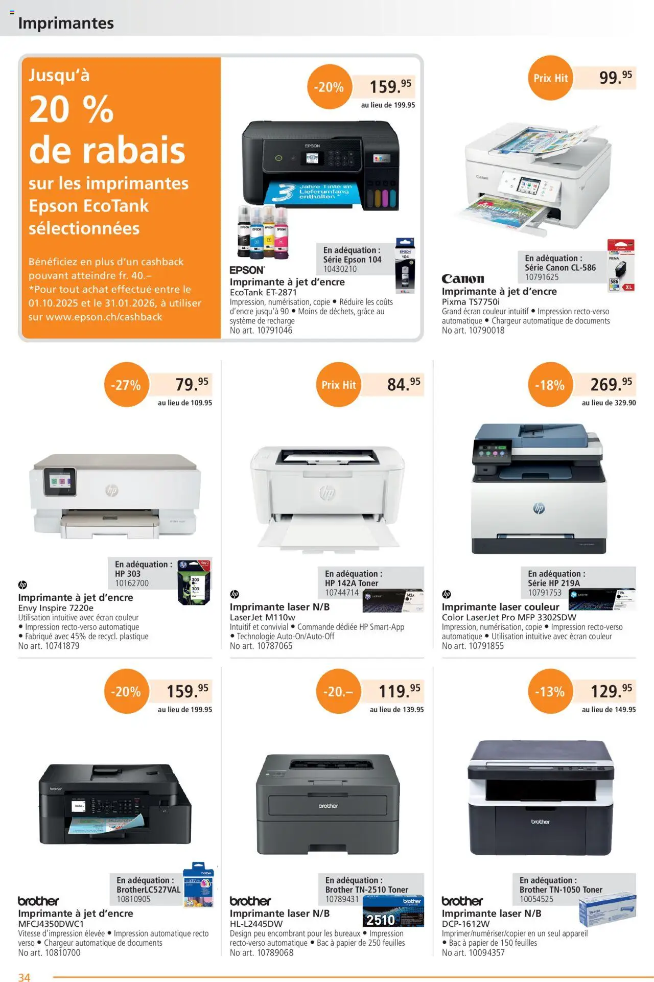 Fust Aktionen FR – gültig ab 20.10.2025 | Seite: 34 | Produkte: Toner, HP, Epson