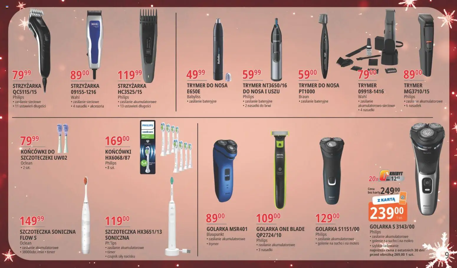E.Leclerc Gazetka - Warszawa Bielany od 18.11.2025 | Strona: 9 | Produkty: Karta, Szczoteczka soniczna, Golarka