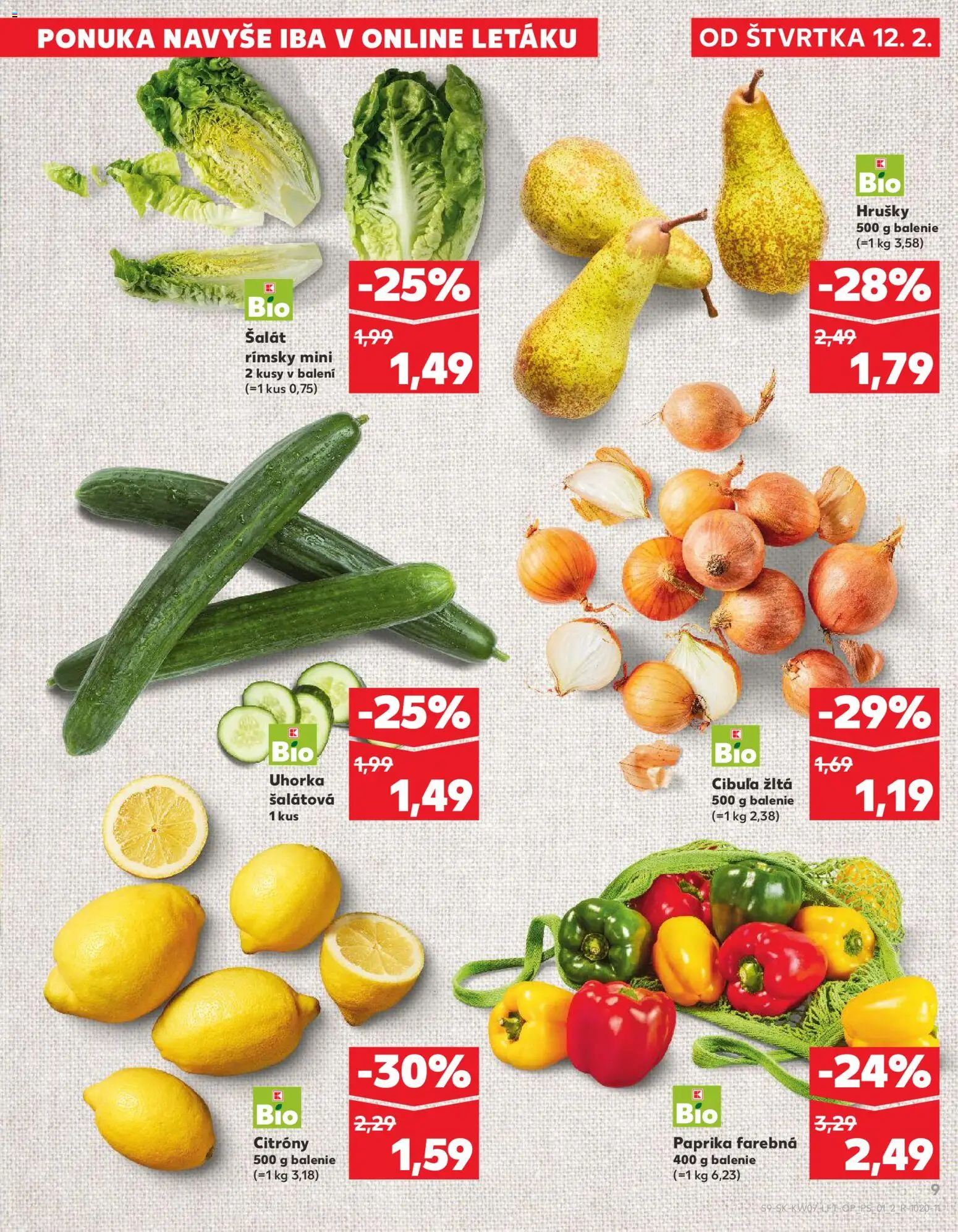 Nové Kaufland akcie – leták je platný od 12.02.2026 | Strana: 9 | Produkty: Citróny, Šalát, Cibuľa, Hrušky