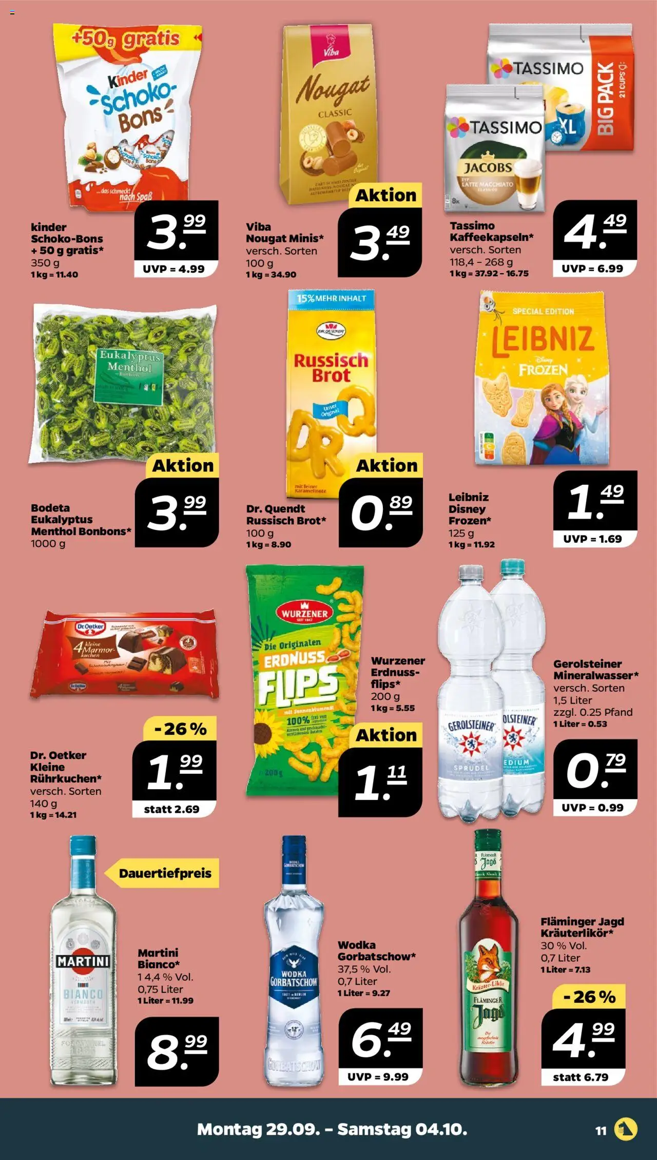 Netto Prospekt 	 – gültig ab 29.09.2025 | Seite: 11 | Produkte: Sonnenblumenol, Brot, Tassimo, Wodka