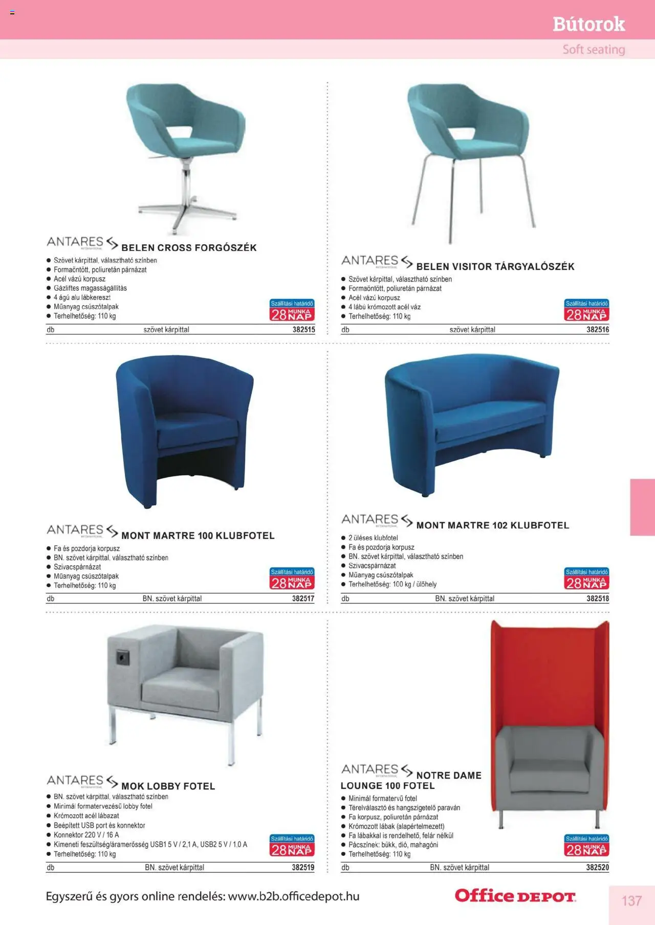 Office Depot akciós ujság - amely érvényes a következő dátumtól: 10.04.2025 | Oldal: 137 | Termékek: USB, Forgószék, Fotel, Térelválasztó
