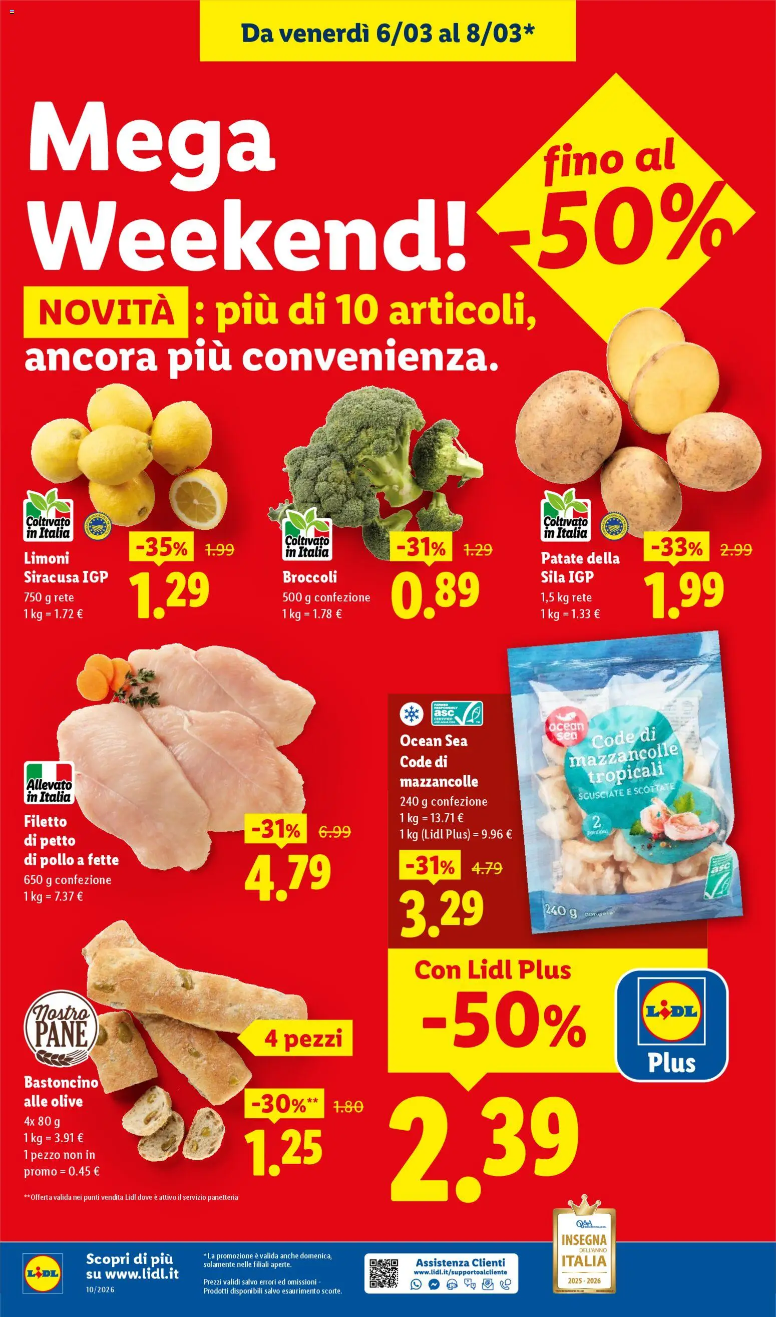 Volantino Lidl del 02.03.2026 | Pagina: 57 | Prodotti: Pane, Pollo, Patate, Mazzancolle